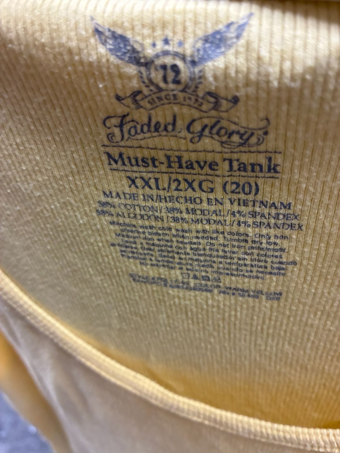 Faded Glory Must-Have Tank Size XXL Yellow 4