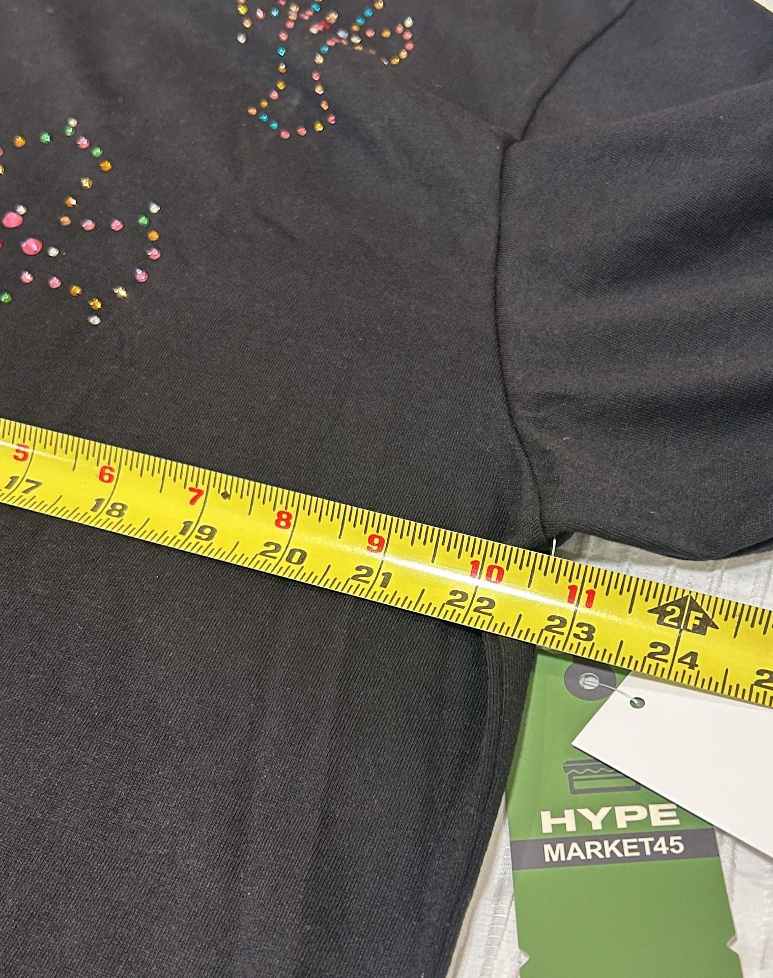 Hype Market 45 Rhinestone Cross T-Shirt Size XL Black 9