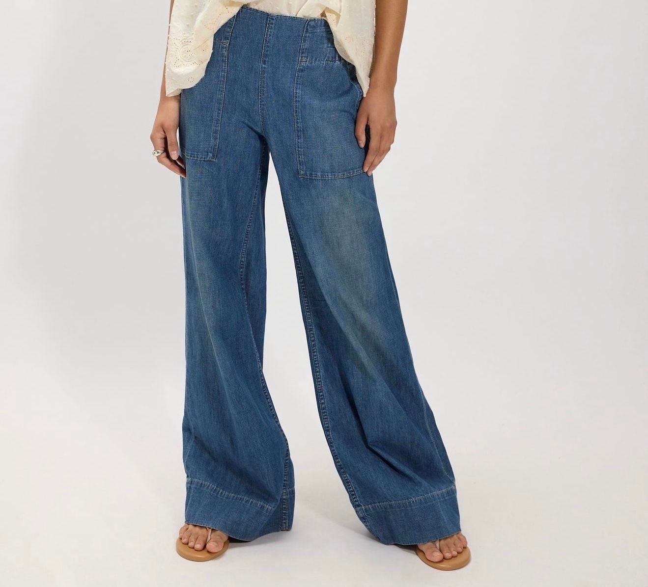 Free People Breezy Denim Pull On Pants Dark wash Size XSmall 2