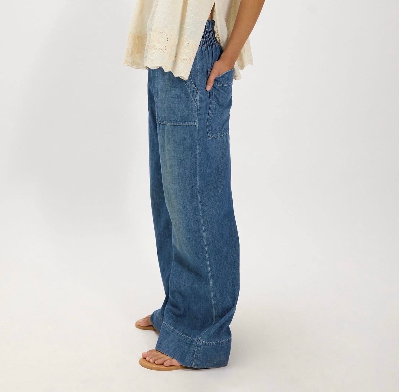 Free People Breezy Denim Pull On Pants Dark wash Size XSmall 5