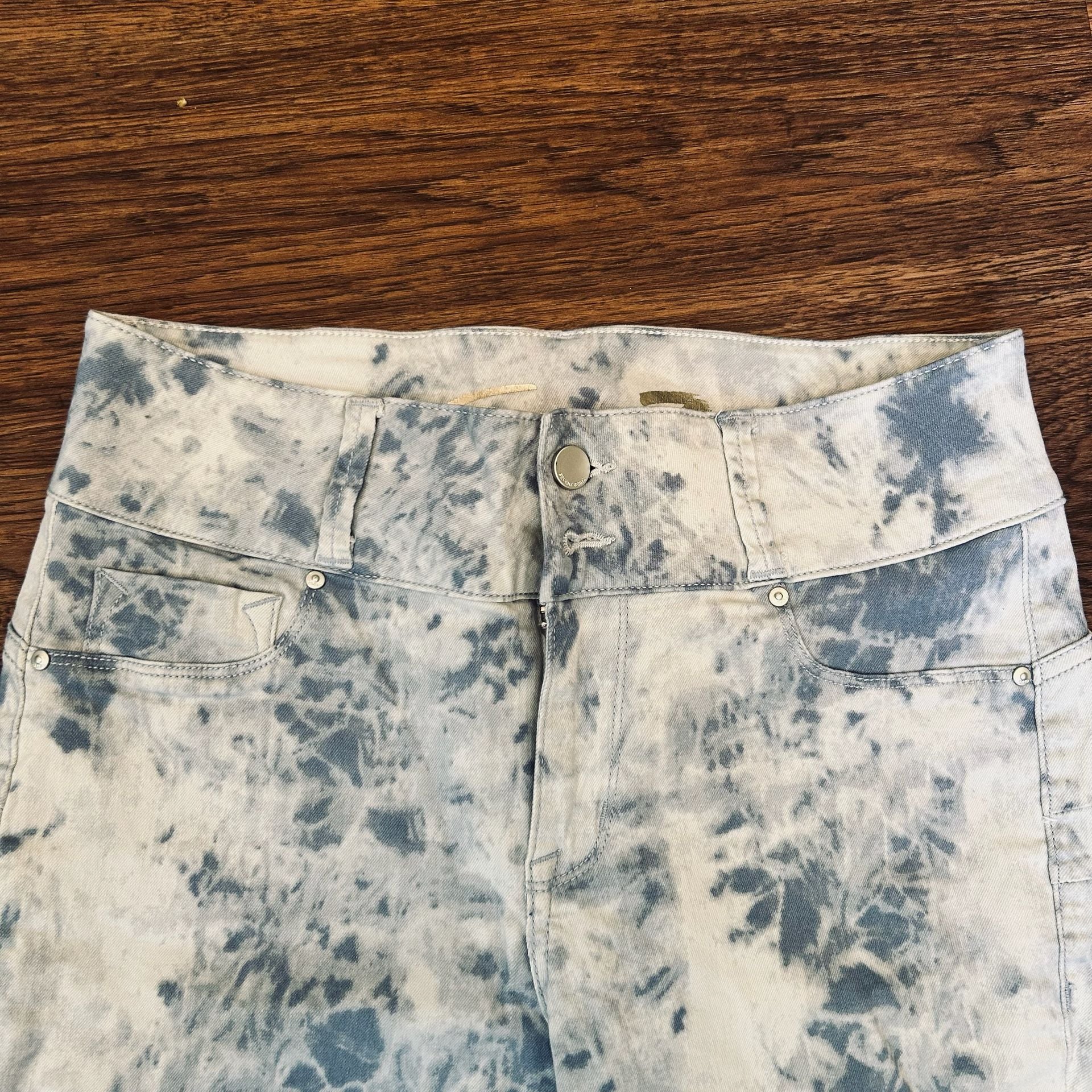 Seven7 Acid Wash Denim Skinny Jeans Blue White 3