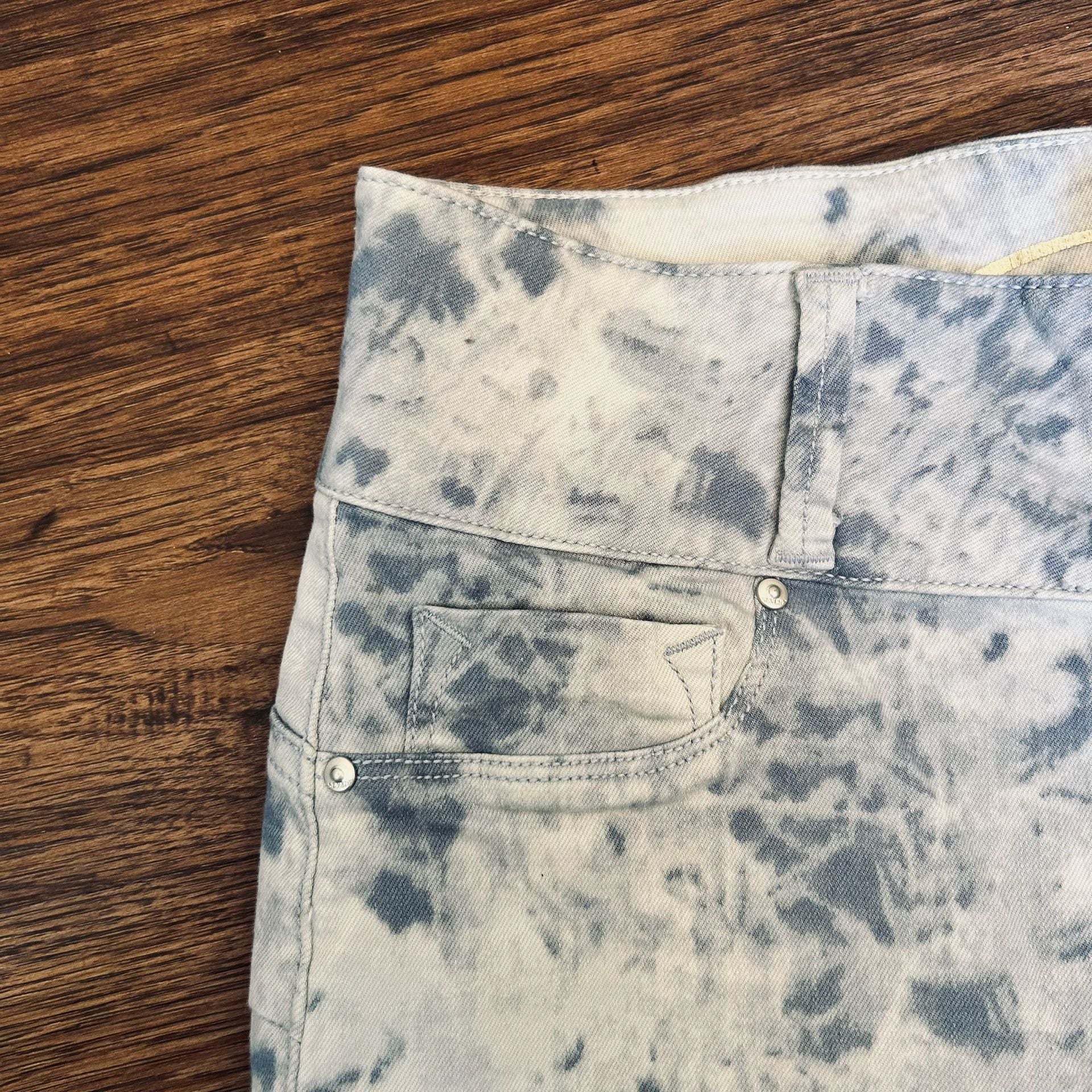 Seven7 Acid Wash Denim Skinny Jeans Blue White 4