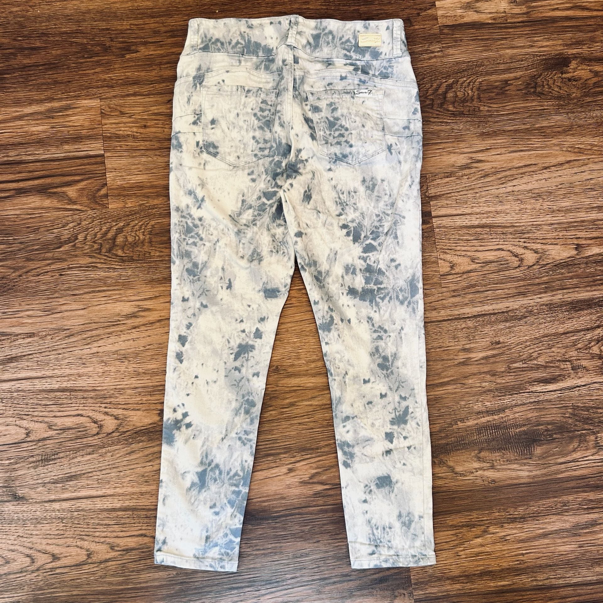Seven7 Acid Wash Denim Skinny Jeans Blue White 5