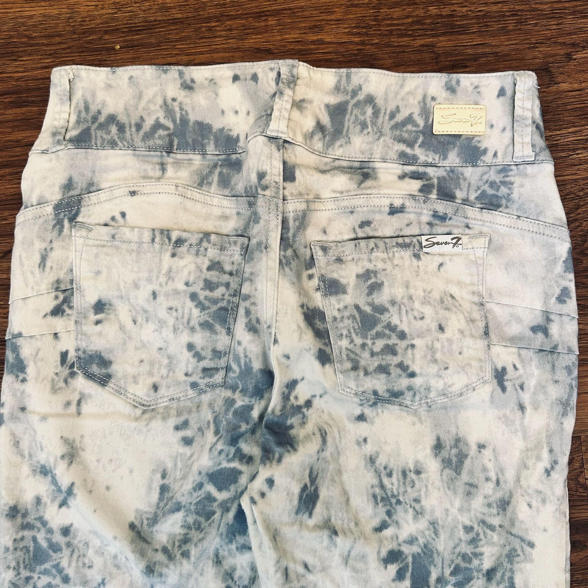 Seven7 Acid Wash Denim Skinny Jeans Blue White 6