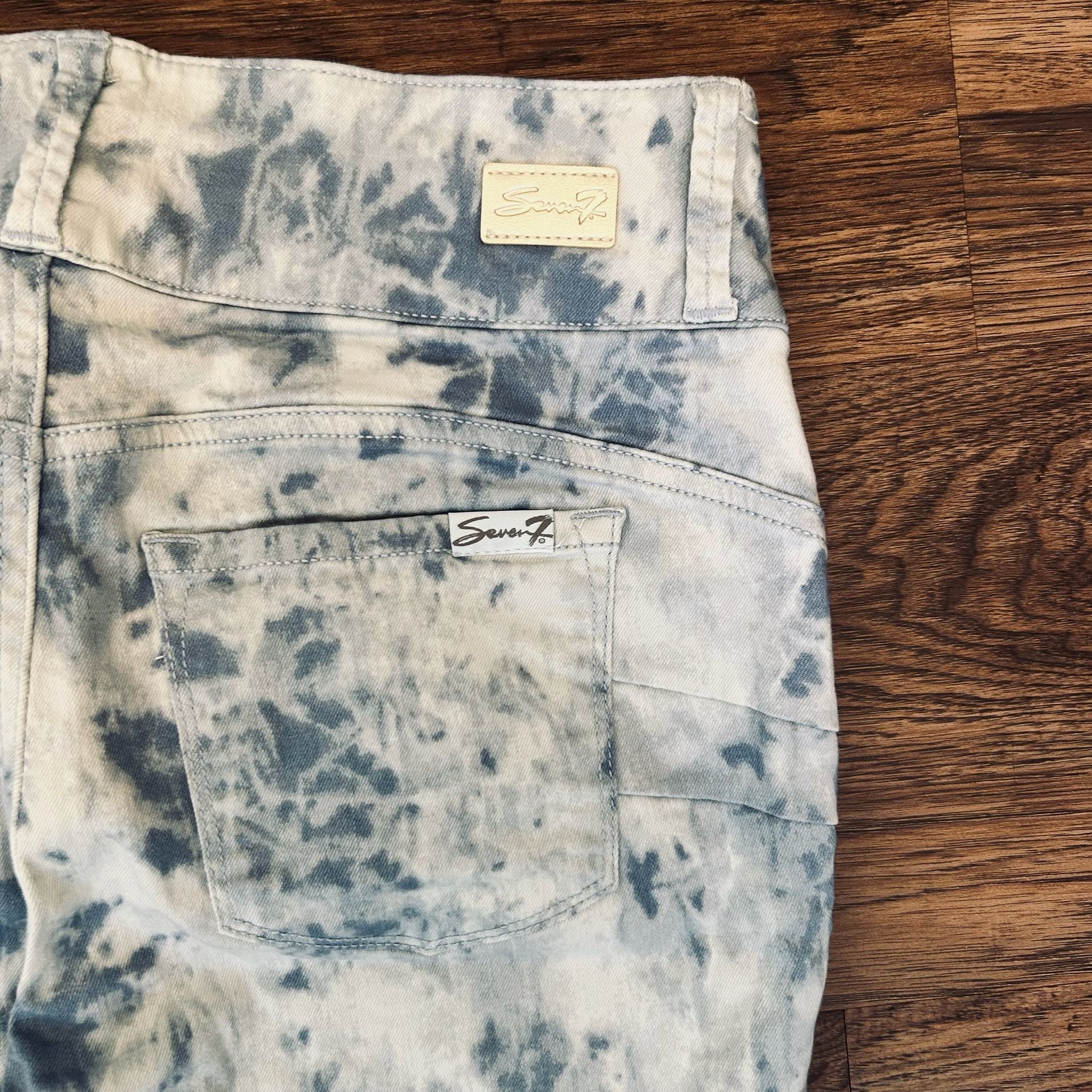 Seven7 Acid Wash Denim Skinny Jeans Blue White 7