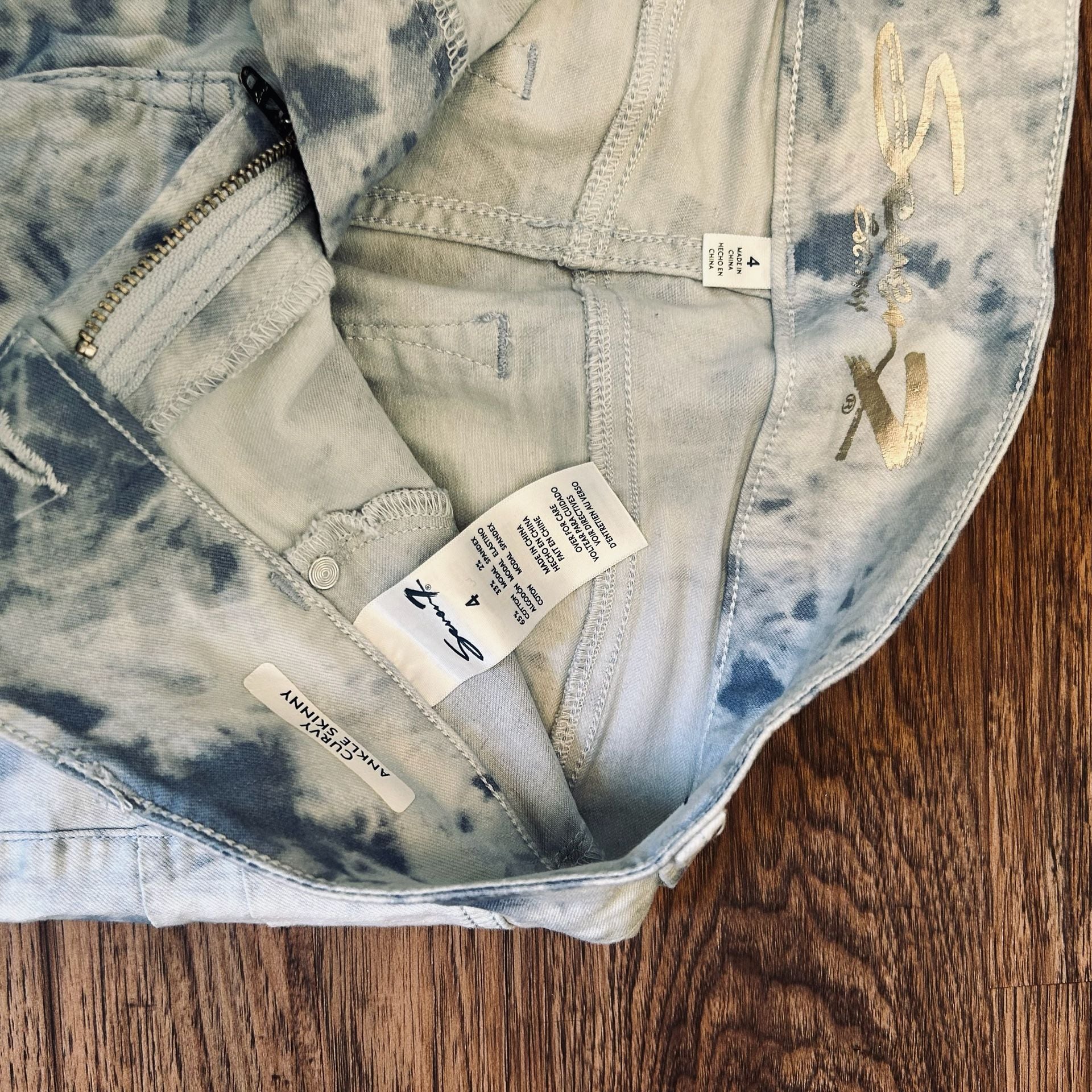 Seven7 Acid Wash Denim Skinny Jeans Blue White 9