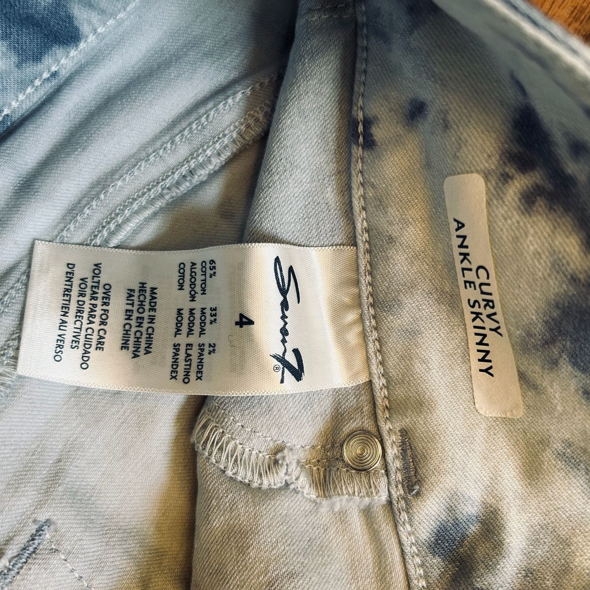 Seven7 Acid Wash Denim Skinny Jeans Blue White 10
