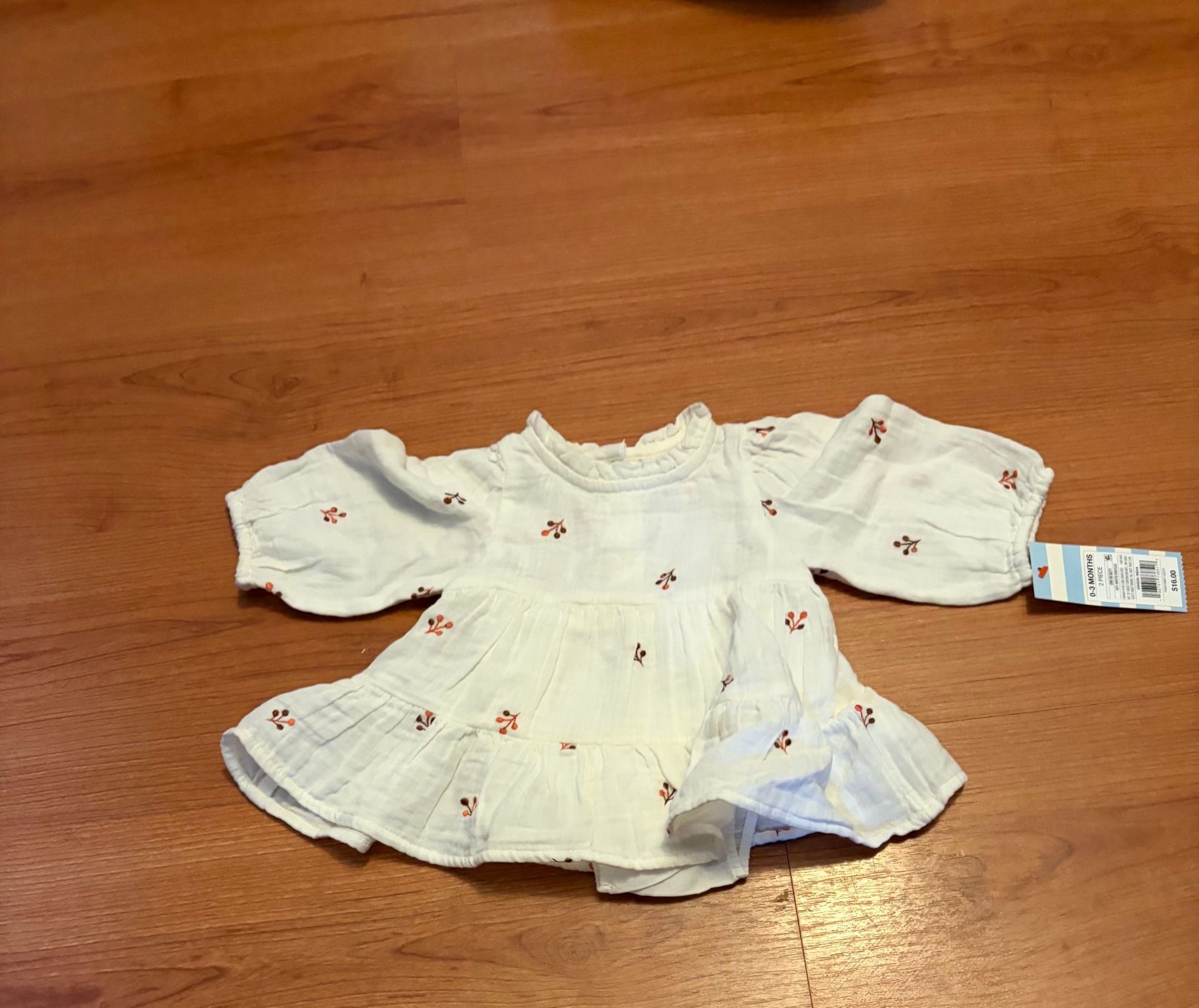 Cat & Jack Dress Set Size 0-3M White Floral 2