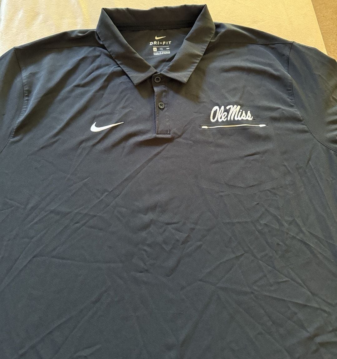 Nike Ole Miss Rebels Dri-Fit Polo Size XXL Black Golf Shirt 2