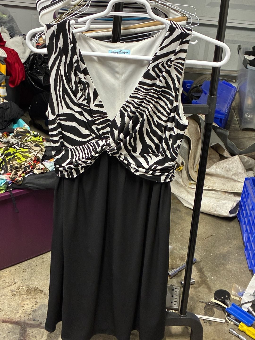 Maggy Boutique Zebra Print Dress Black White Sleeveless 2