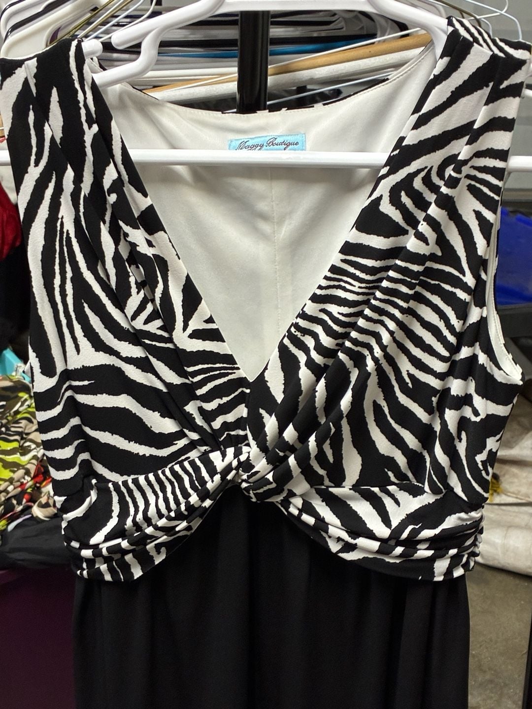 Maggy Boutique Zebra Print Dress Black White Sleeveless 3