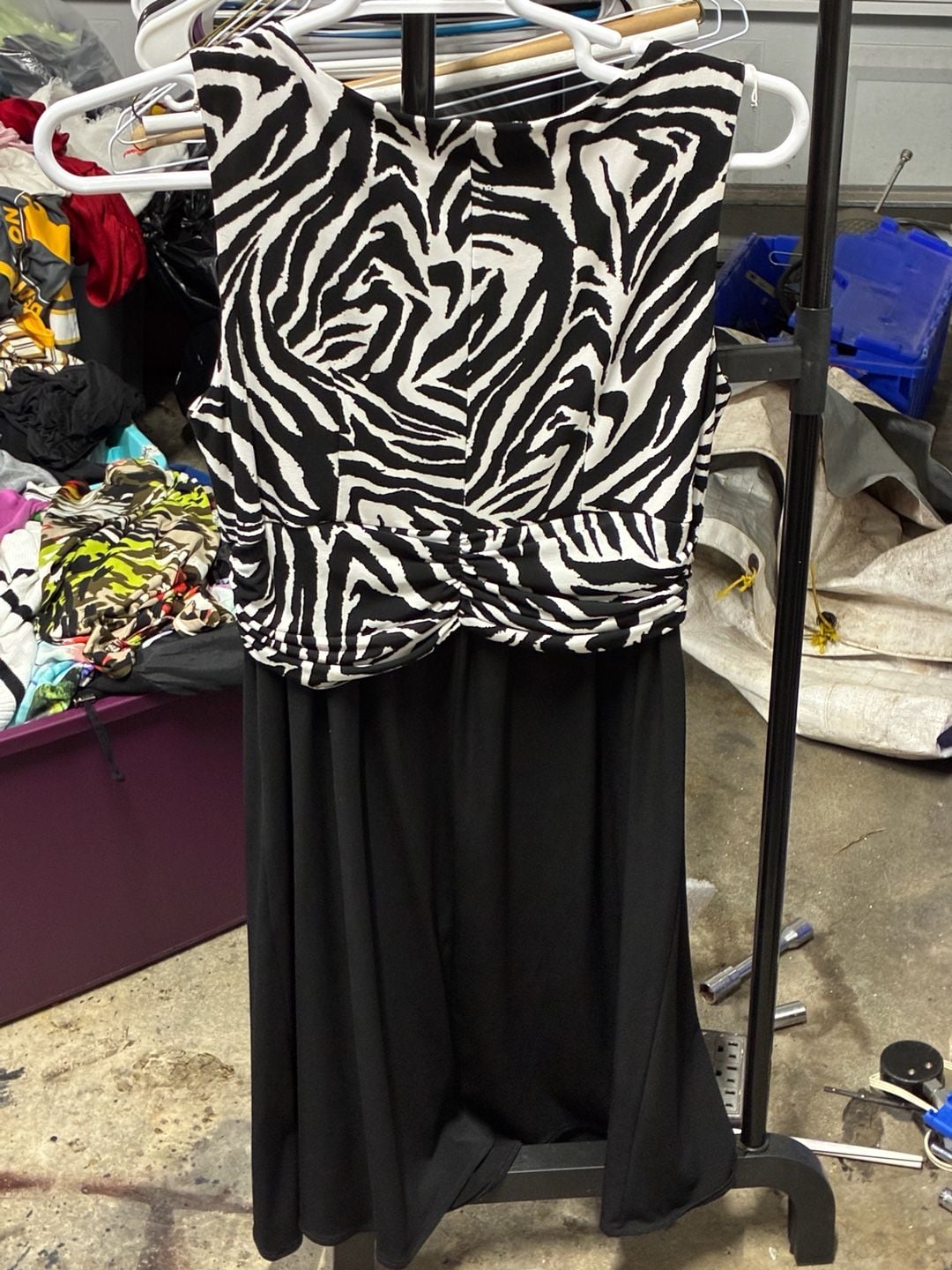 Maggy Boutique Zebra Print Dress Black White Sleeveless 6