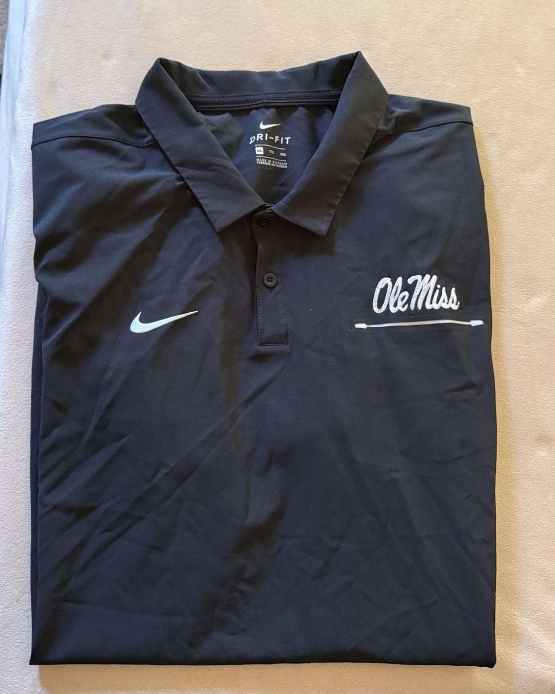 Nike Ole Miss Rebels Dri-Fit Polo Size XXL Black Golf Shirt 7