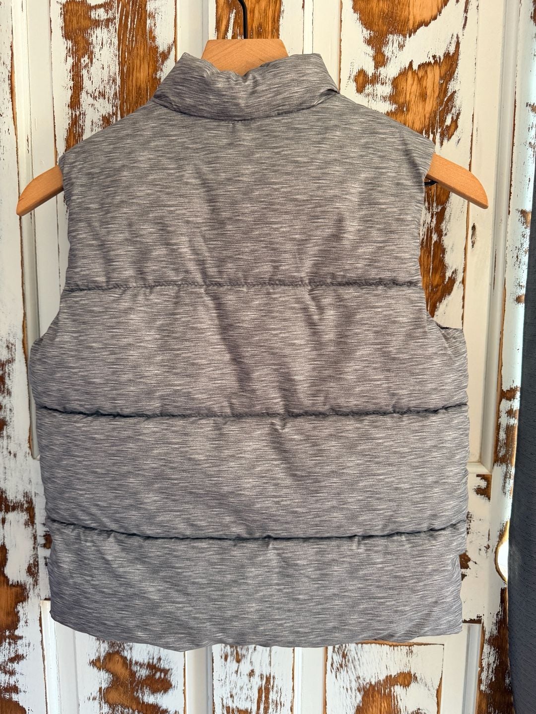 Old Navy Kids Puffer Vest Size M Gray Heather Full Zip Winter Gorpcore 3