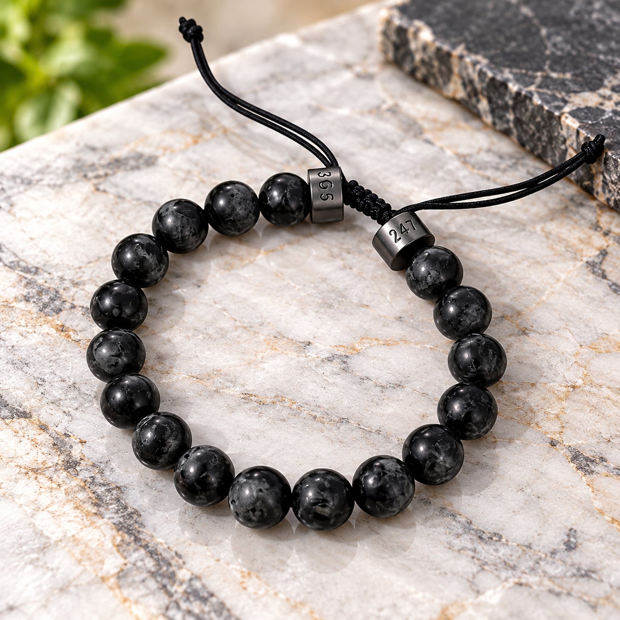 Origami Owl 24.7.365 Matte Black Bead Bracelet New 3