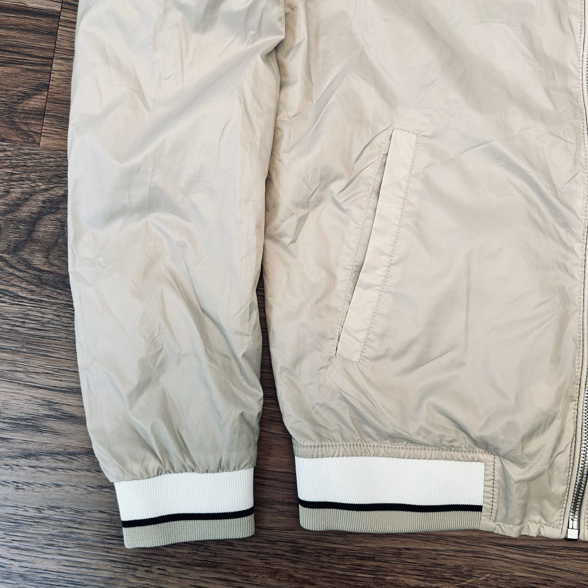 Zara Man Bomber Jacket Beige Lightweight Full Zip Size S 5