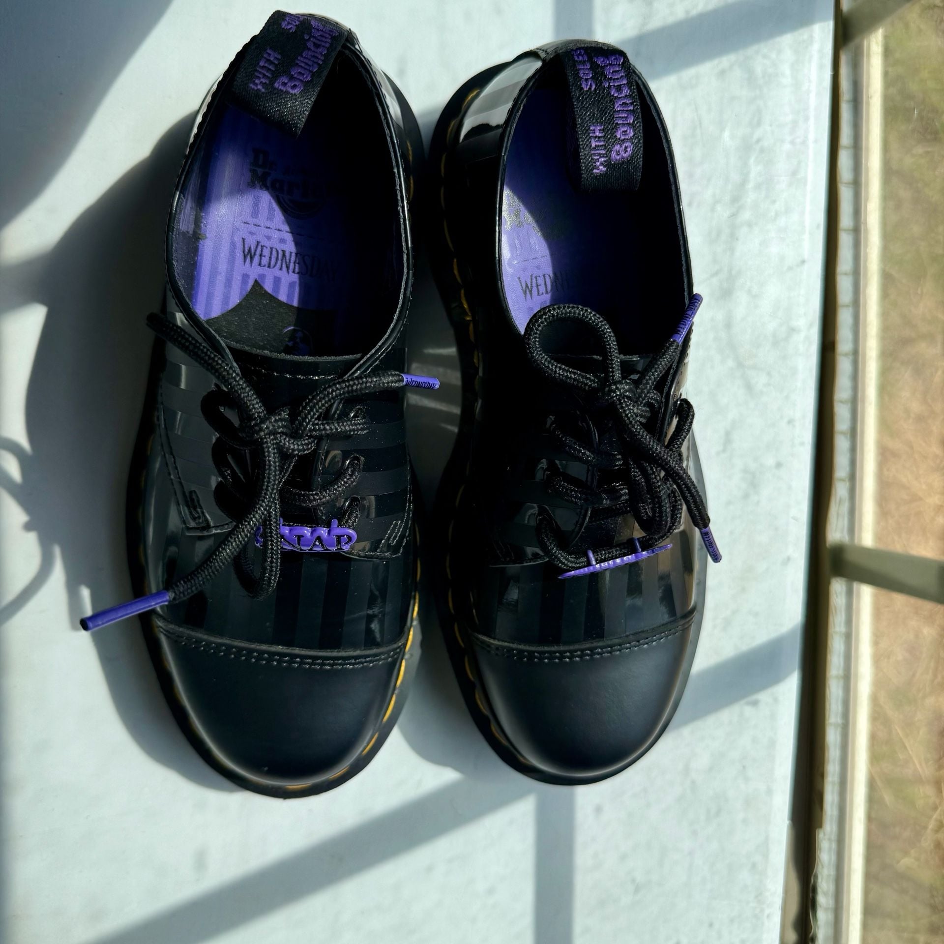 Dr. Martens Wednesday Addams Bex Oxford Shoes Black Purple Leather women 6 , men 5 limited edition 5