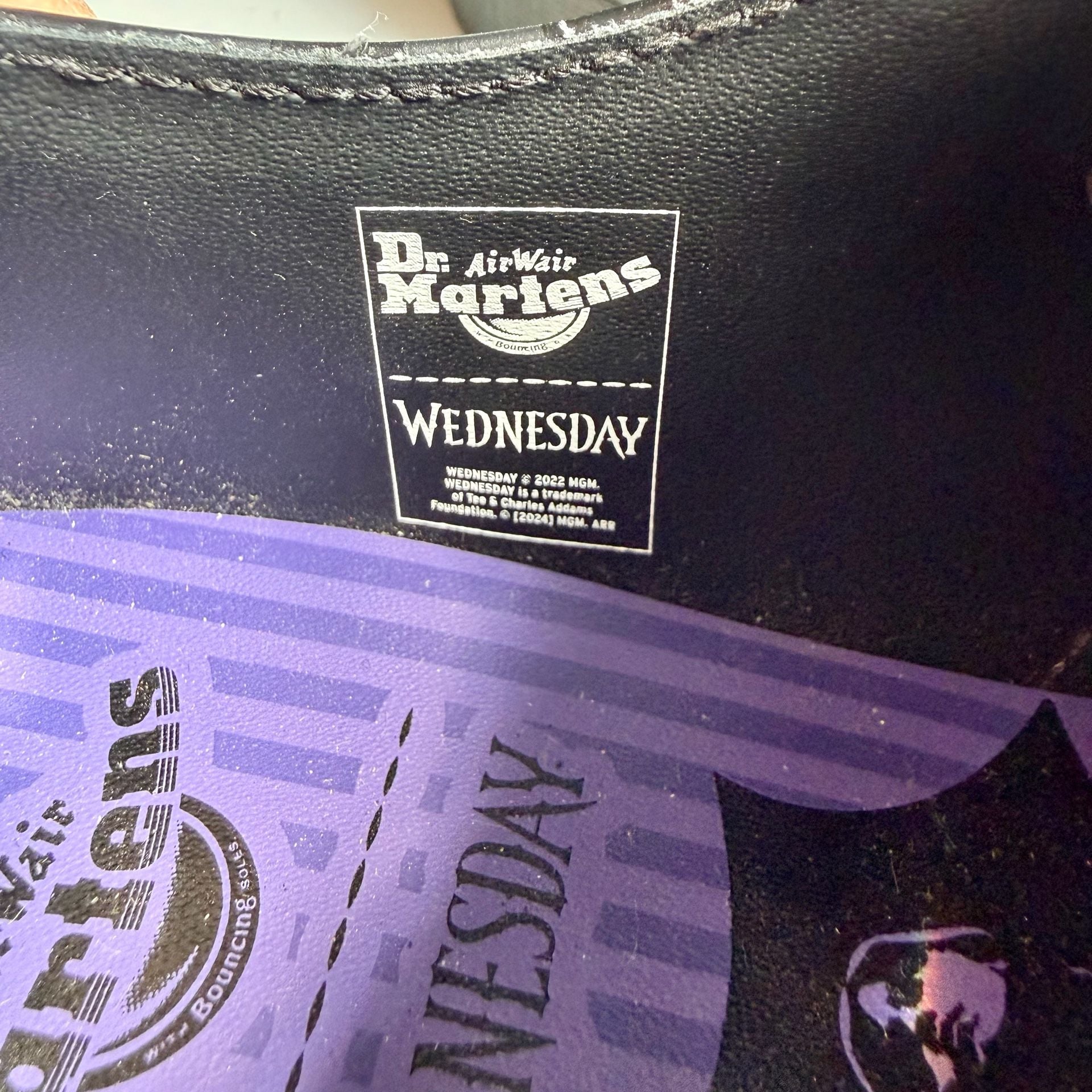 Dr. Martens Wednesday Addams Bex Oxford Shoes Black Purple Leather women 6 , men 5 limited edition 7