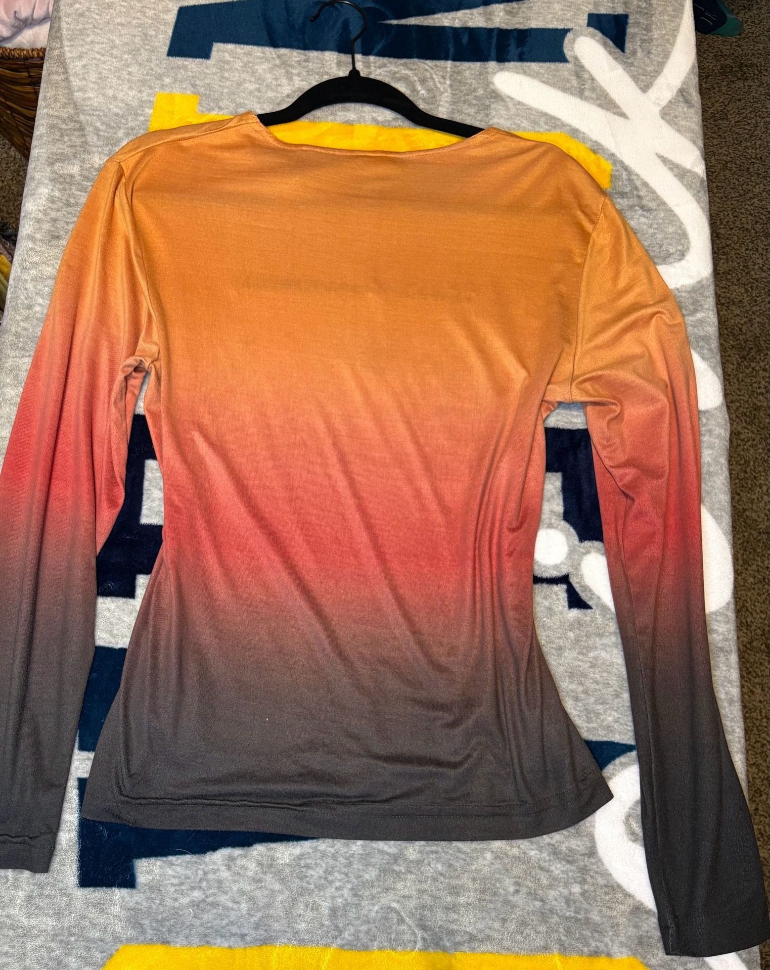 Y2K Harley Davidson Long Sleeve Ombre Shirt Size M Orange Gradient 5