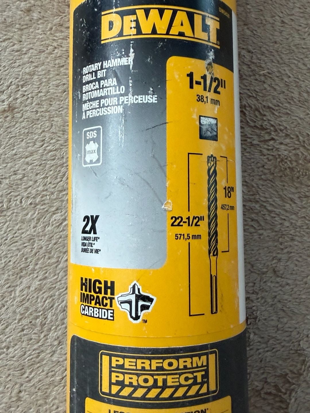 DEWALT DW5828 Rotary hammer drill bit1-1/2" x 22-1/2" 1