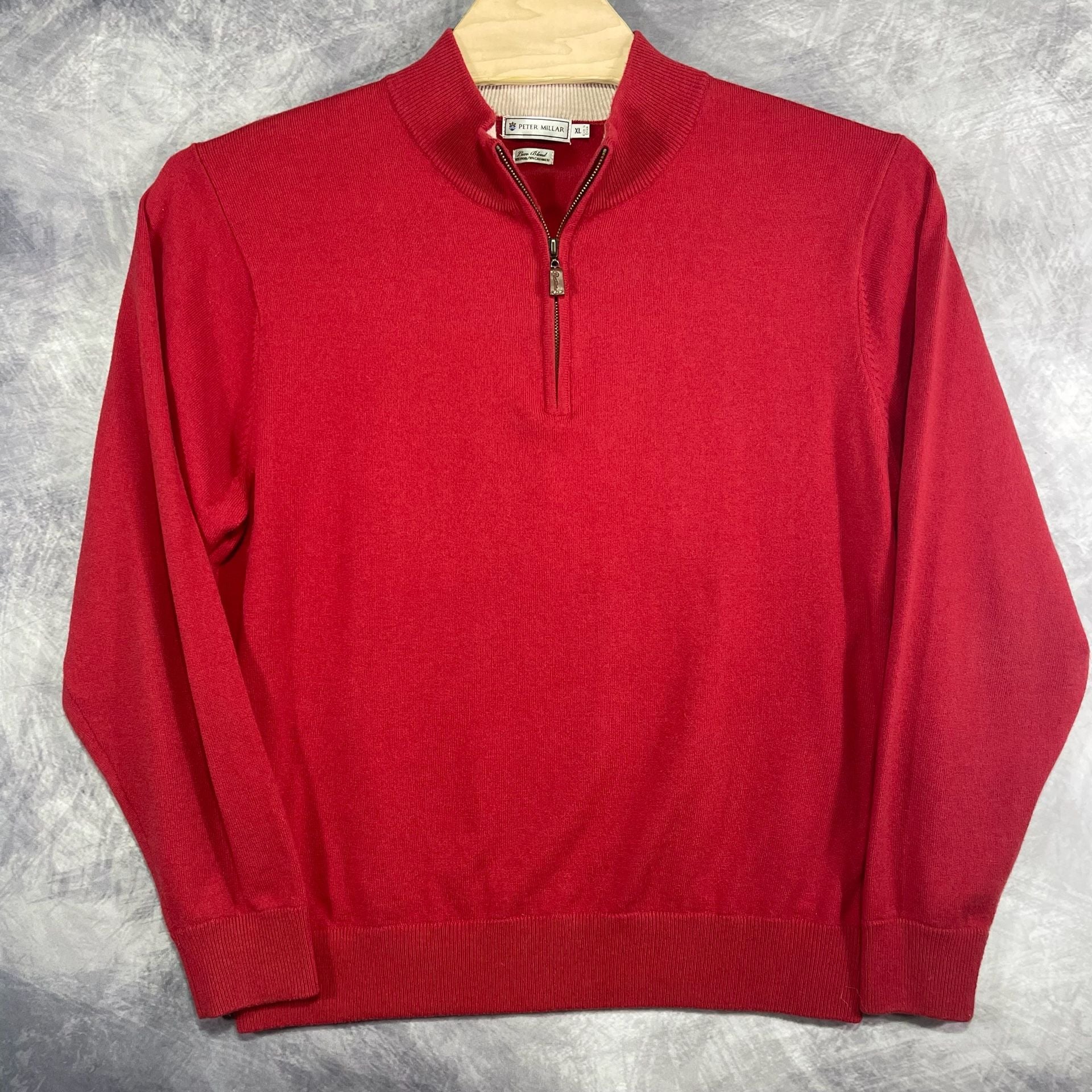 Peter Millar Luxe Blend 1/4 Zip Sweater XL Red Wool Cashmere 3