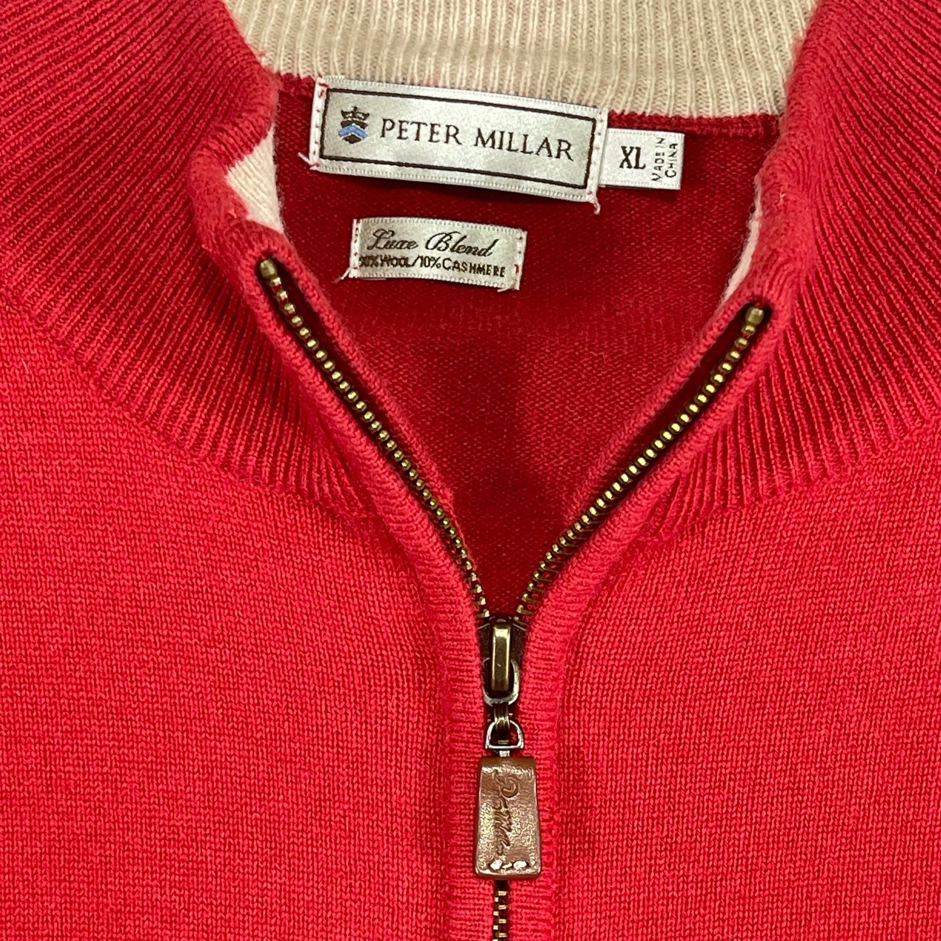 Peter Millar Luxe Blend 1/4 Zip Sweater XL Red Wool Cashmere 4