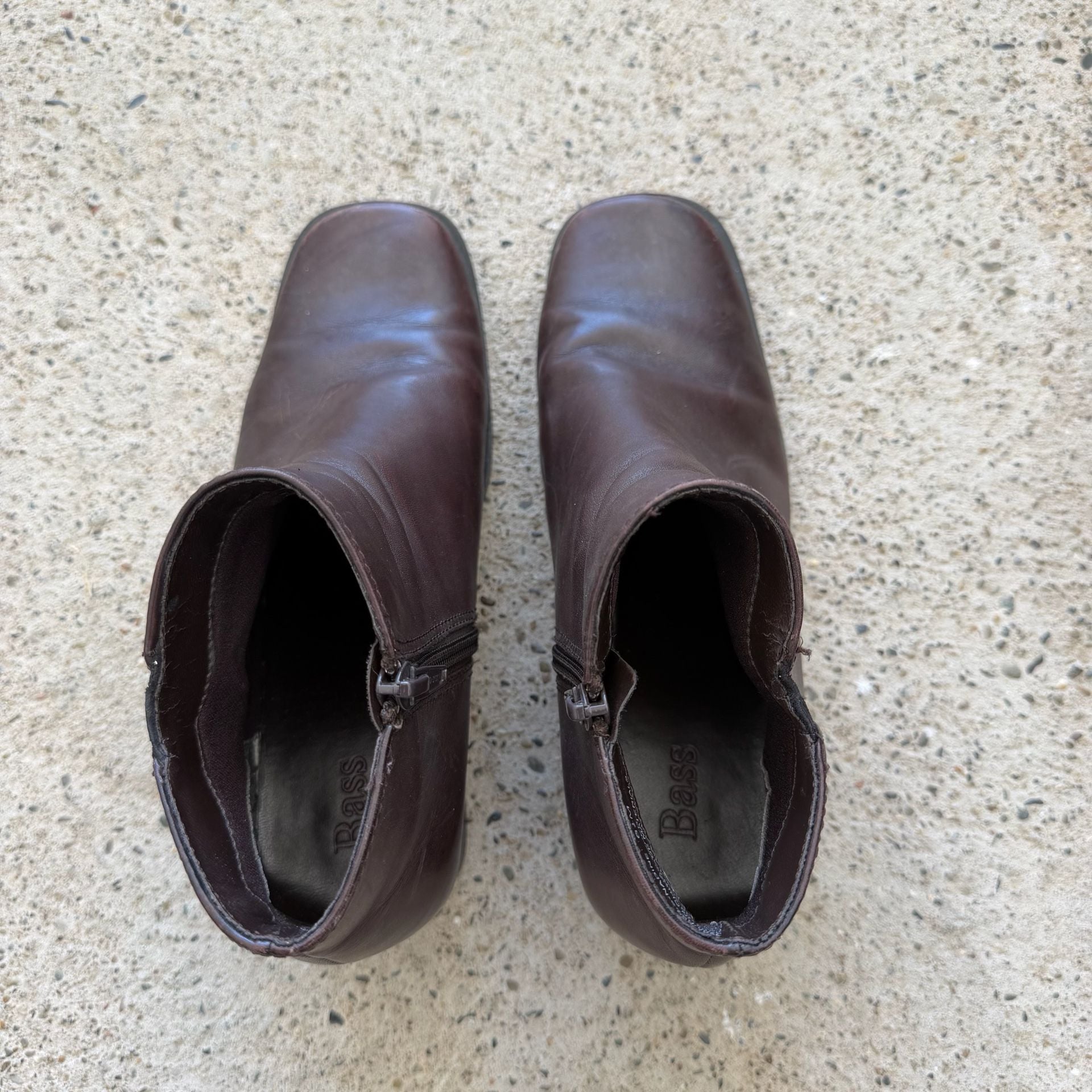 Y2K Vintage Bass Nadine Ankle Boots Women 6.5M Brown Leather Square Toe Bootie 4