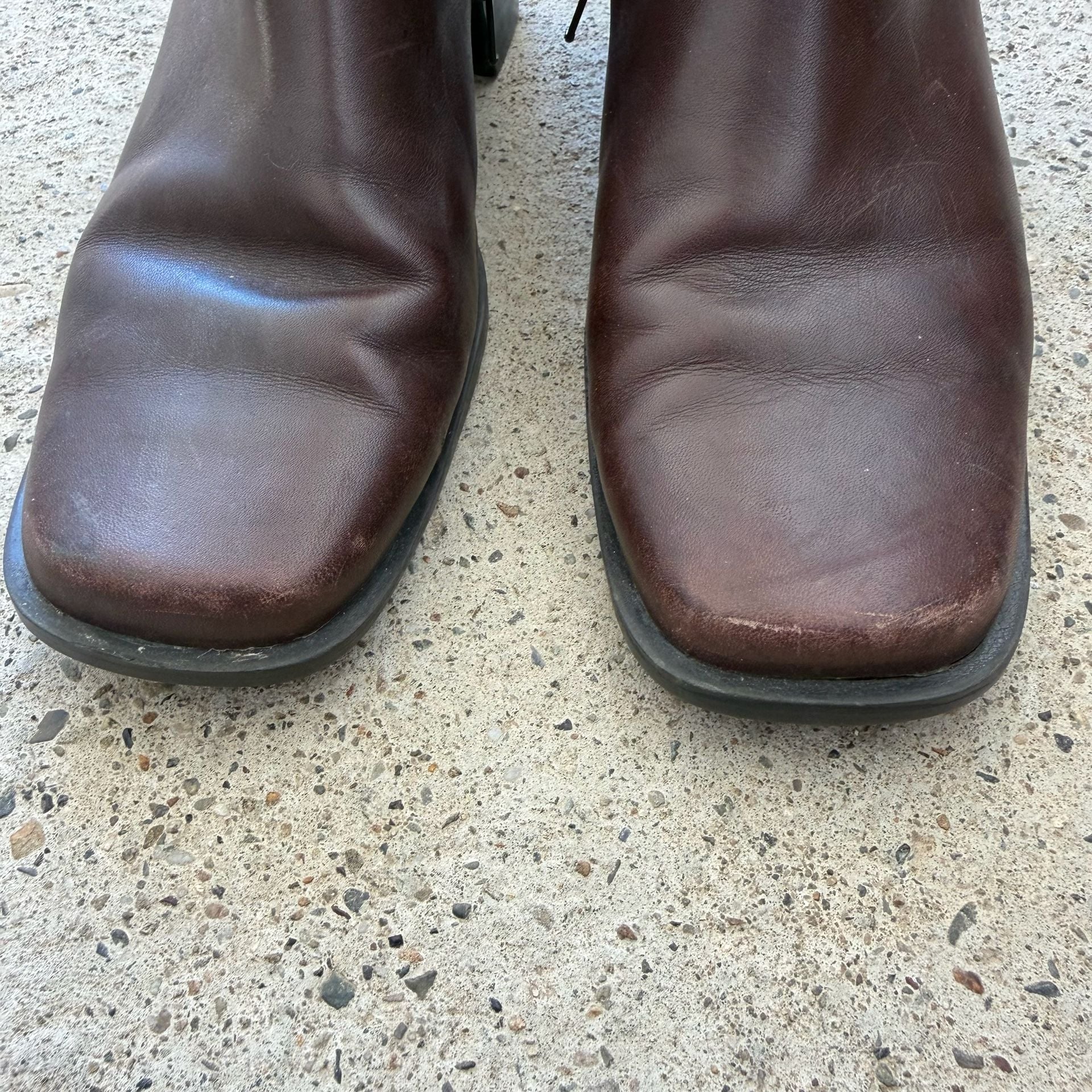 Y2K Vintage Bass Nadine Ankle Boots Women 6.5M Brown Leather Square Toe Bootie 7