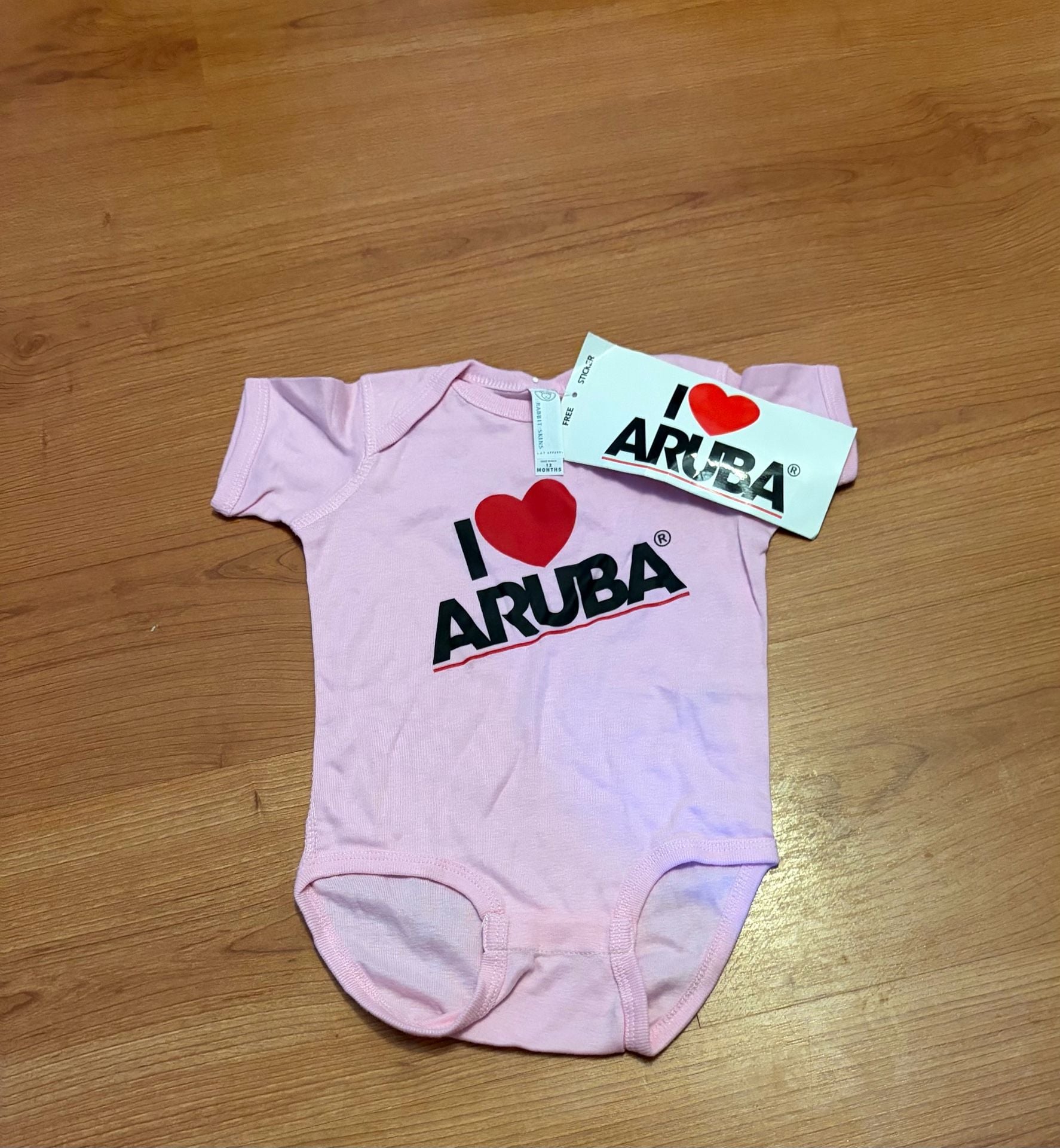 Rabbit Skins I Love Aruba Baby Bodysuit 12 Months Pink 1