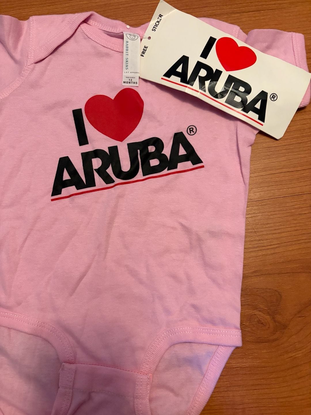 Rabbit Skins I Love Aruba Baby Bodysuit 12 Months Pink 2