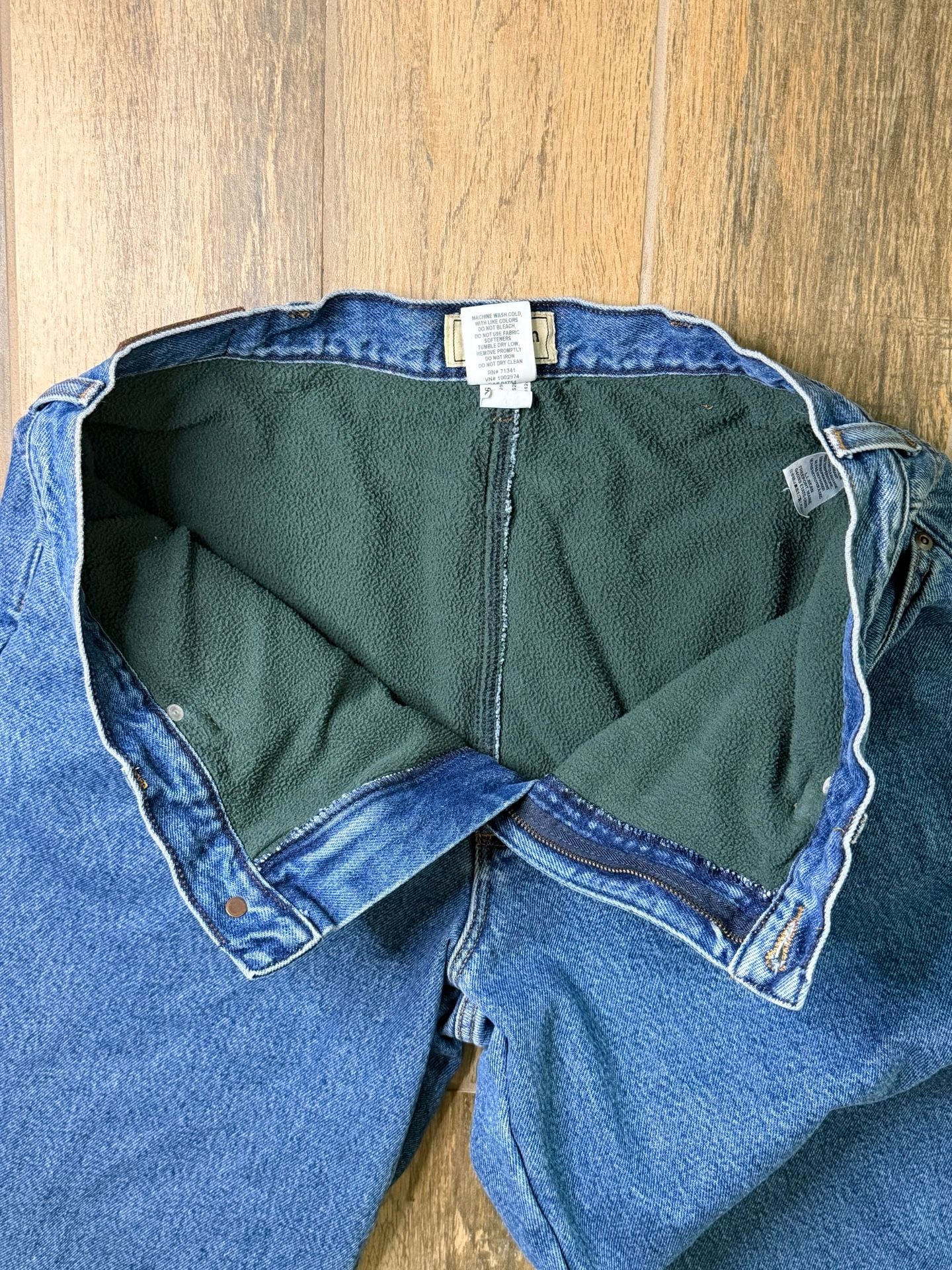 VTG LL Bean Fleece Lined Jeans Mens 36x34 Blue Stonewash 100% Cotton Relaxed 7