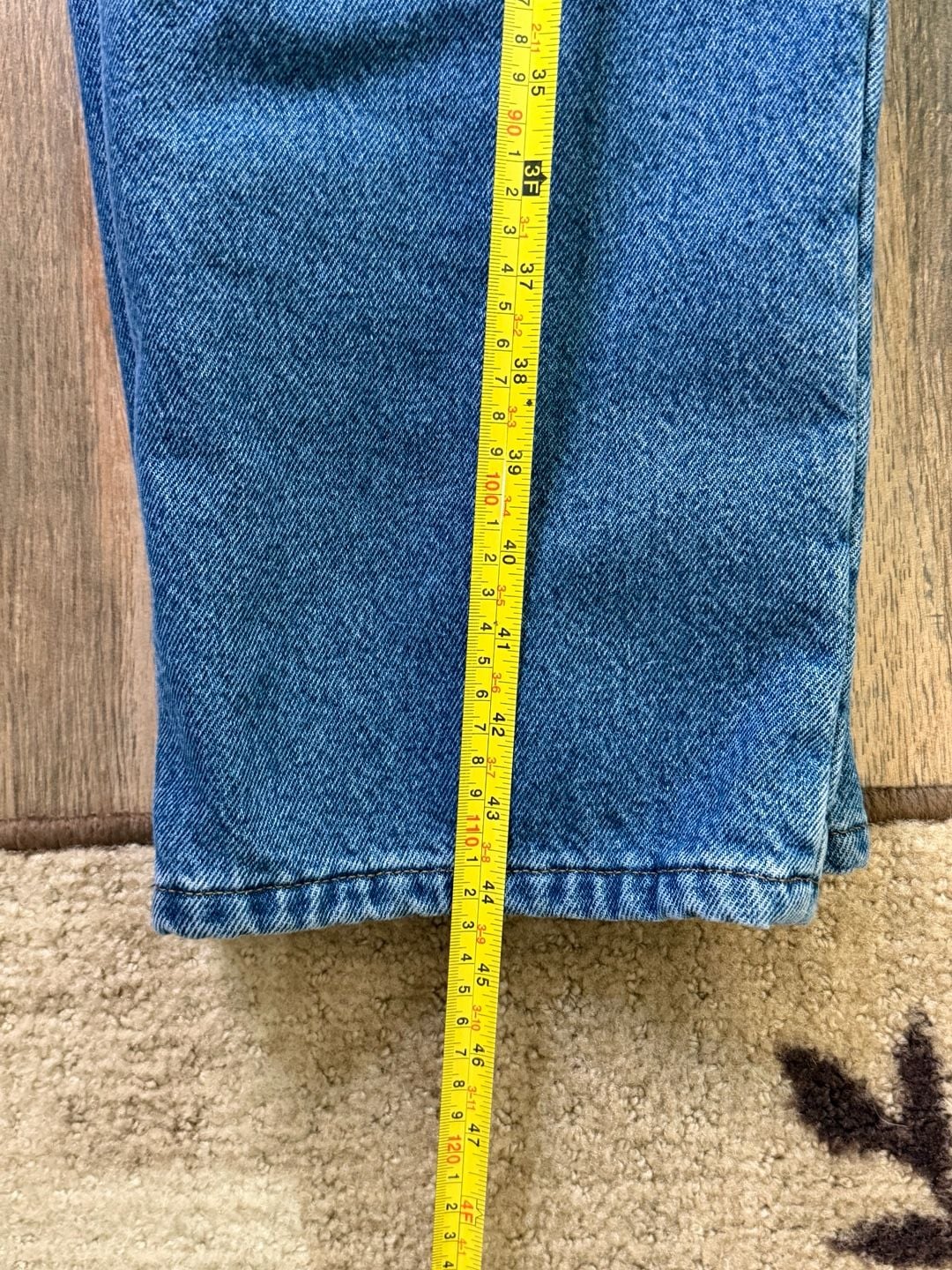 VTG LL Bean Fleece Lined Jeans Mens 36x34 Blue Stonewash 100% Cotton Relaxed 9