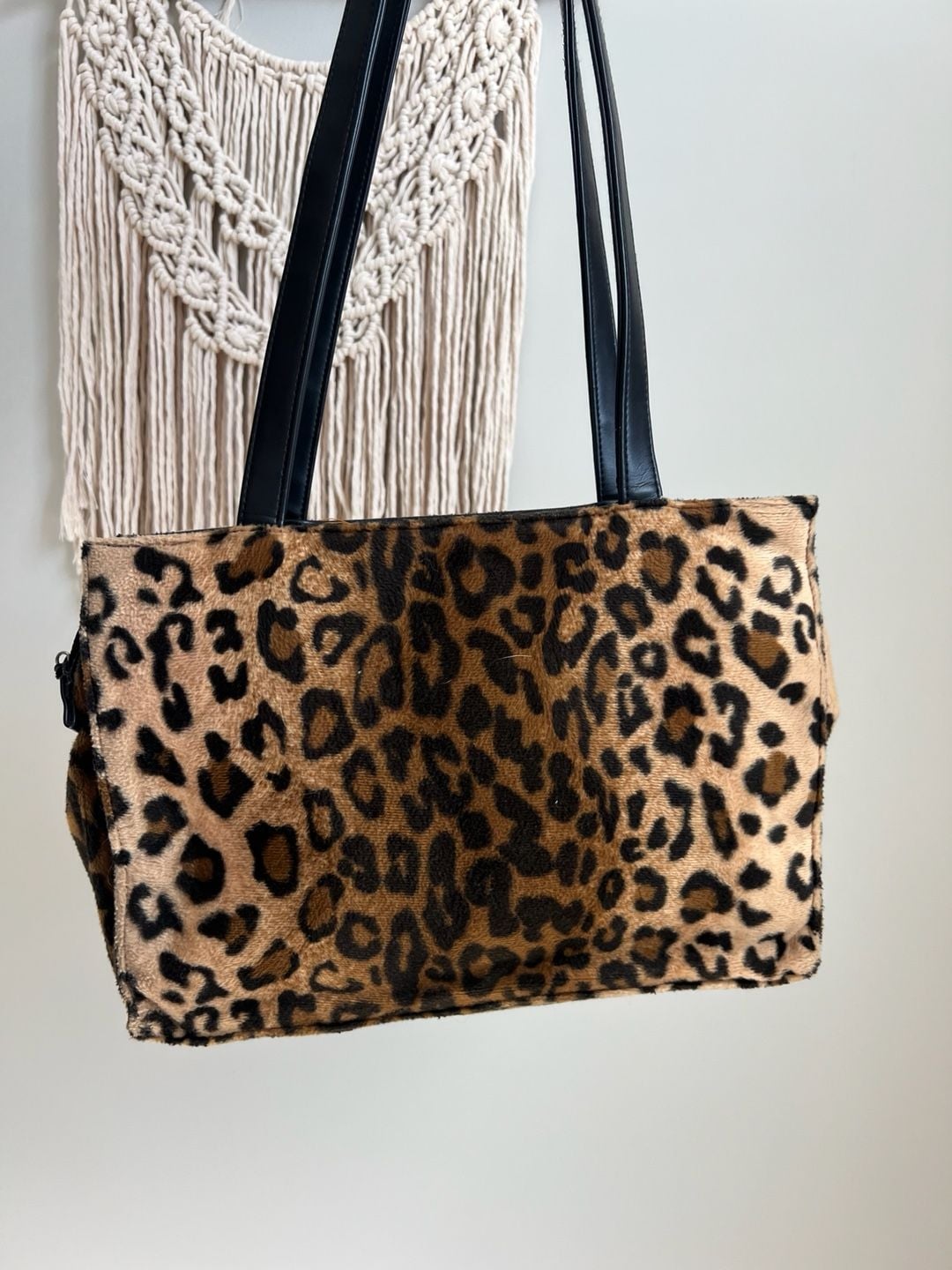 Leopard Print Faux Fur Shoulder Bag Tote 2