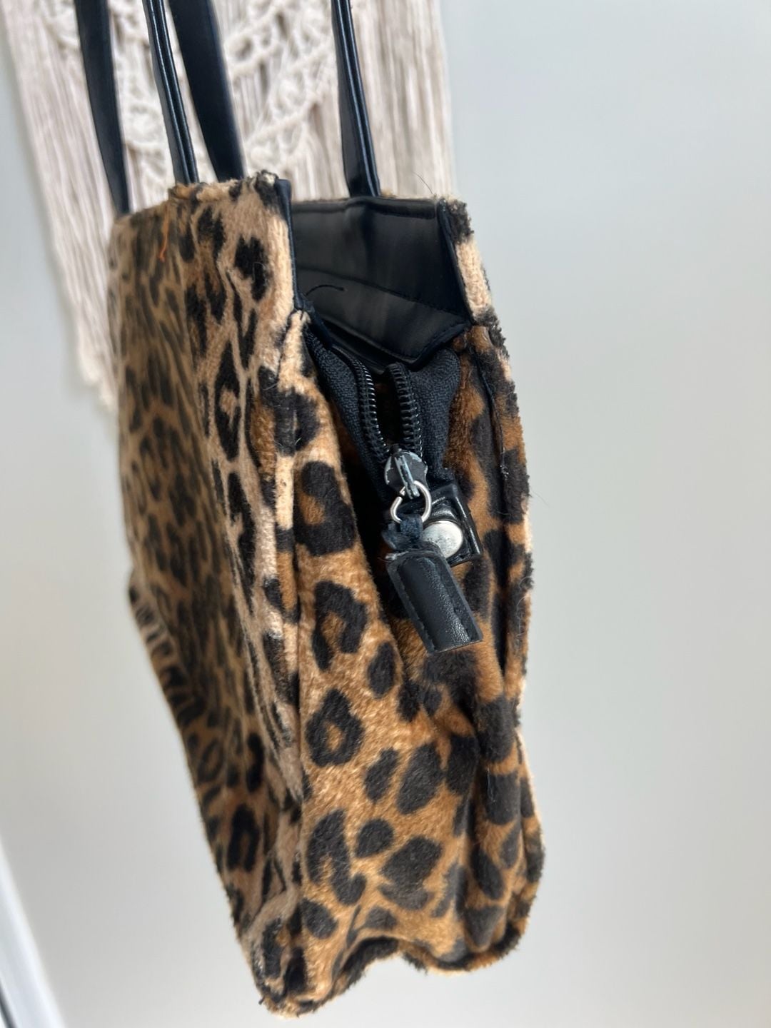 Leopard Print Faux Fur Shoulder Bag Tote 3