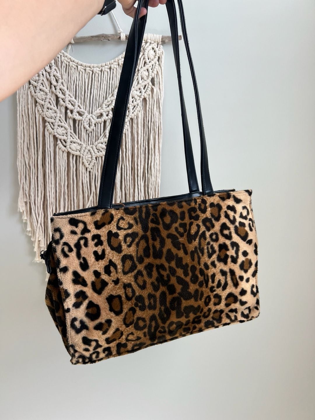 Leopard Print Faux Fur Shoulder Bag Tote 4