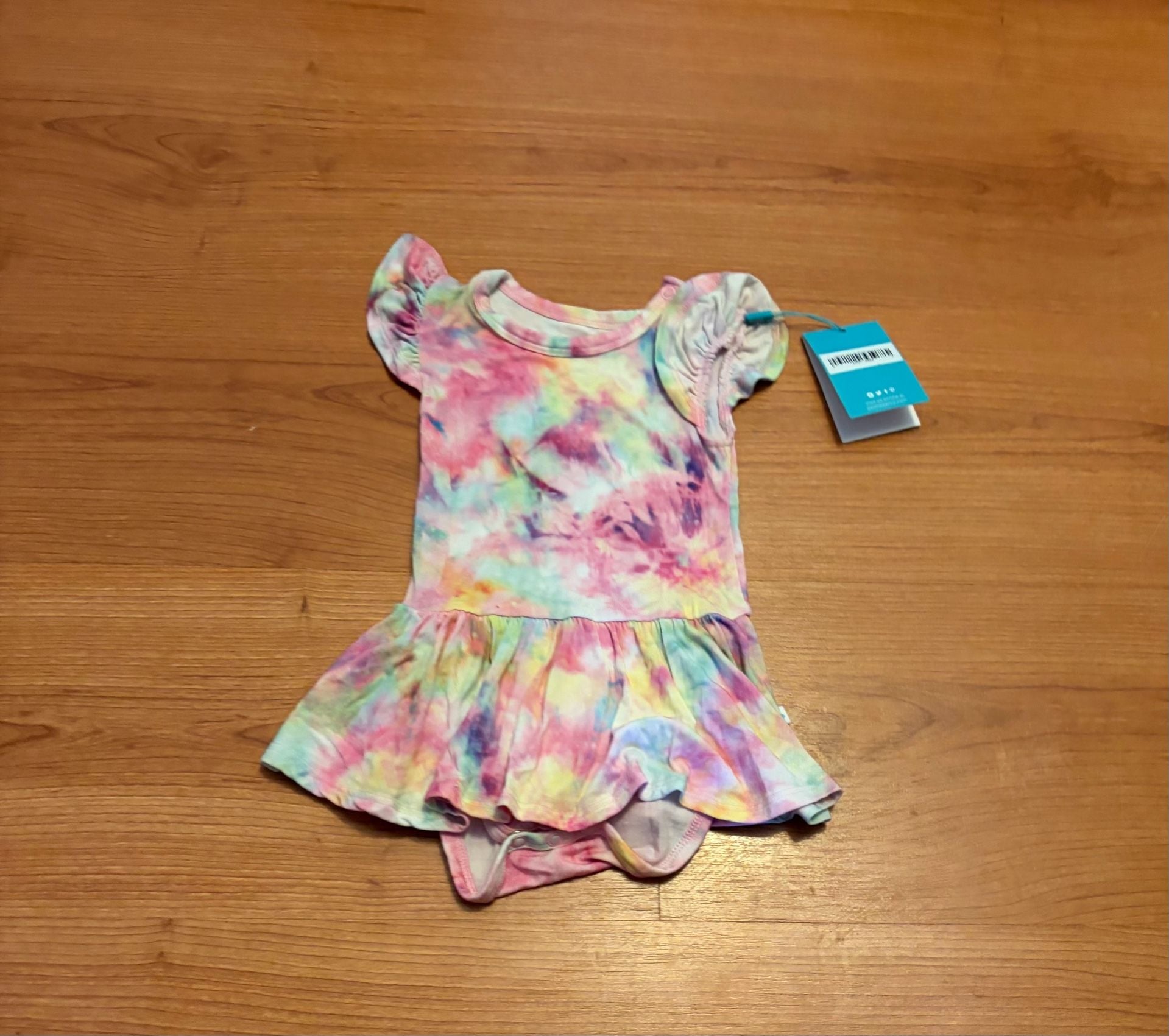 Posh Peanut Dress Body Suit 6-12 Mos Open Pink Tie Dye Bamboo 2