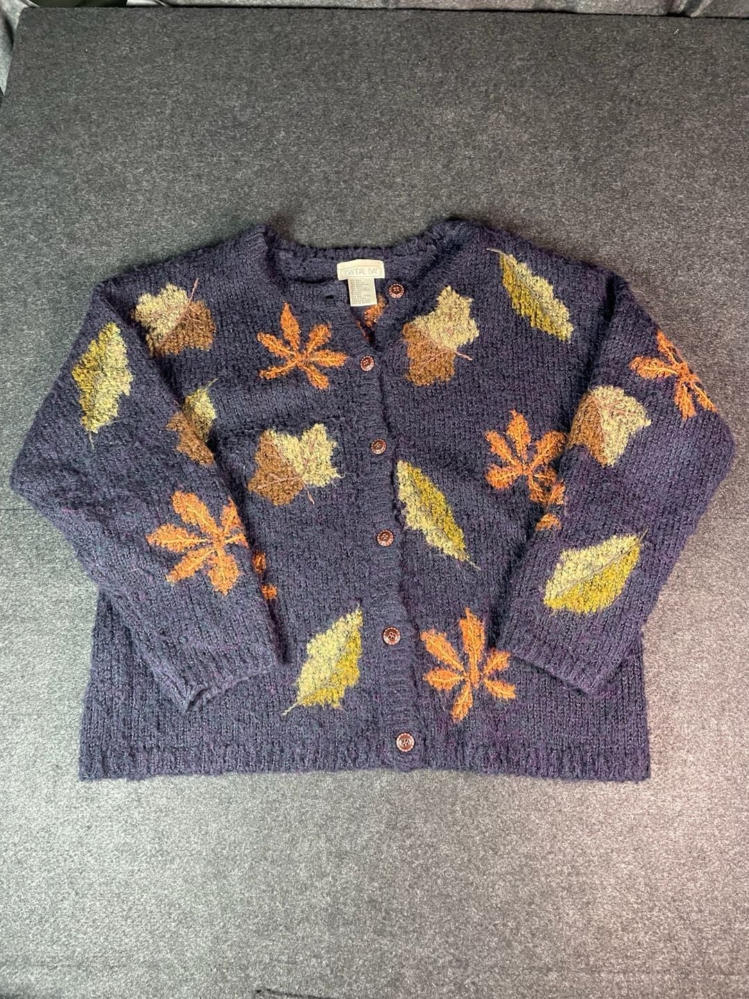 Mandal Bay Fall Leaf Cardigan Sweater Size XXL Purple 2