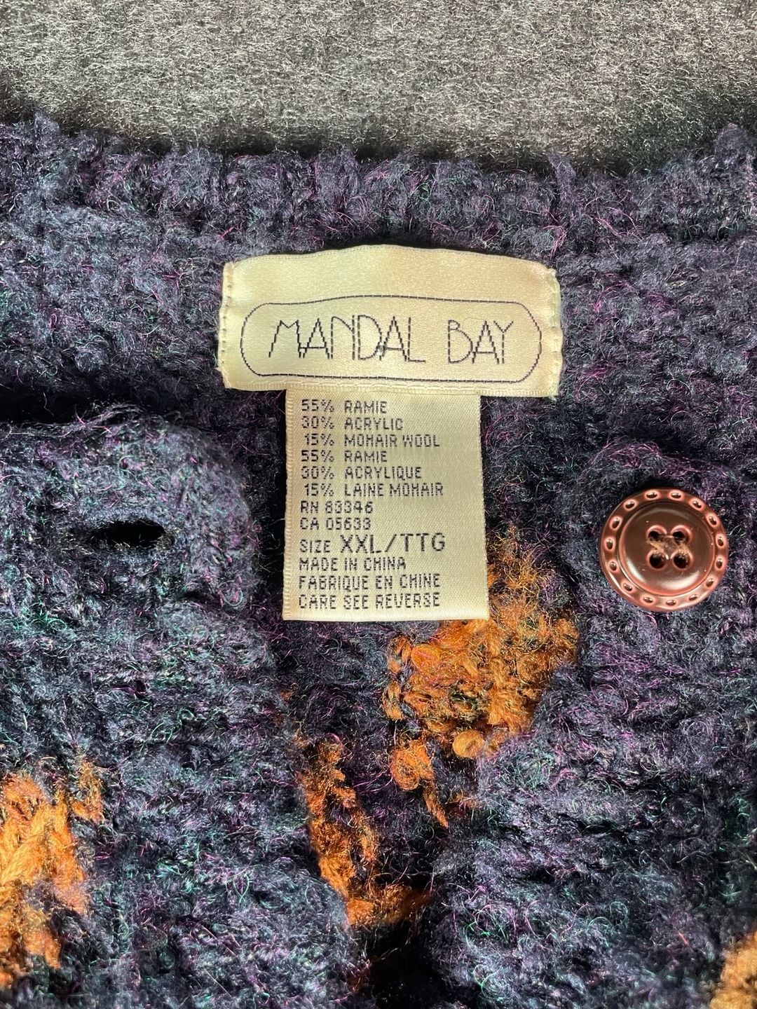 Mandal Bay Fall Leaf Cardigan Sweater Size XXL Purple 3
