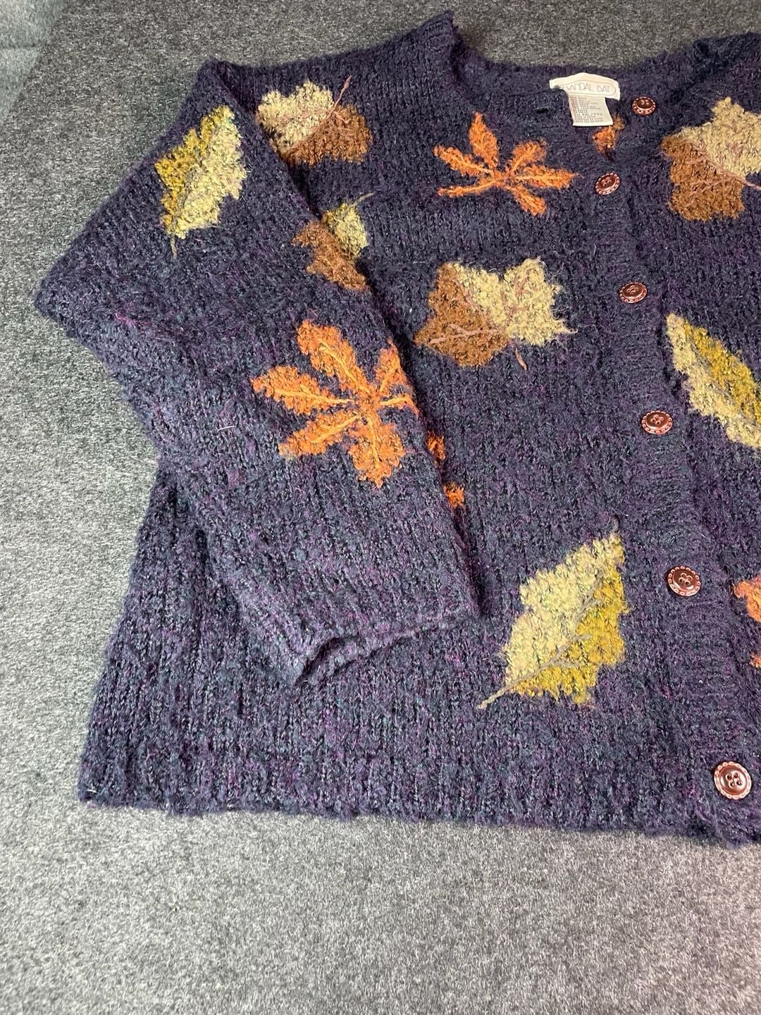 Mandal Bay Fall Leaf Cardigan Sweater Size XXL Purple 6