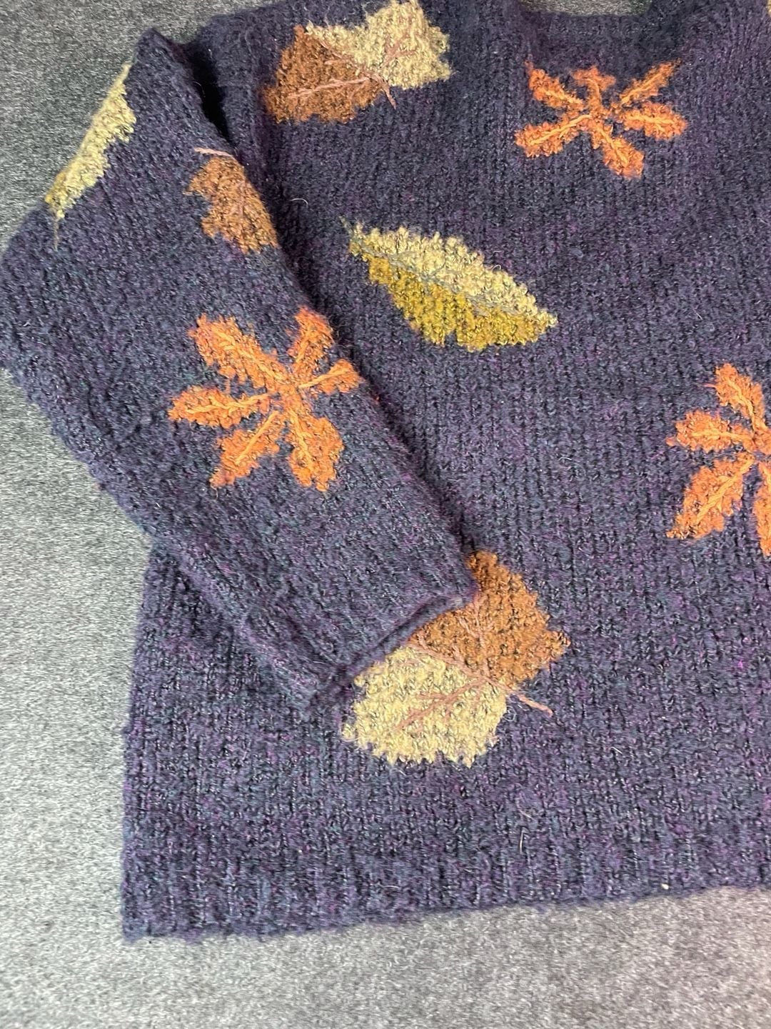 Mandal Bay Fall Leaf Cardigan Sweater Size XXL Purple 9