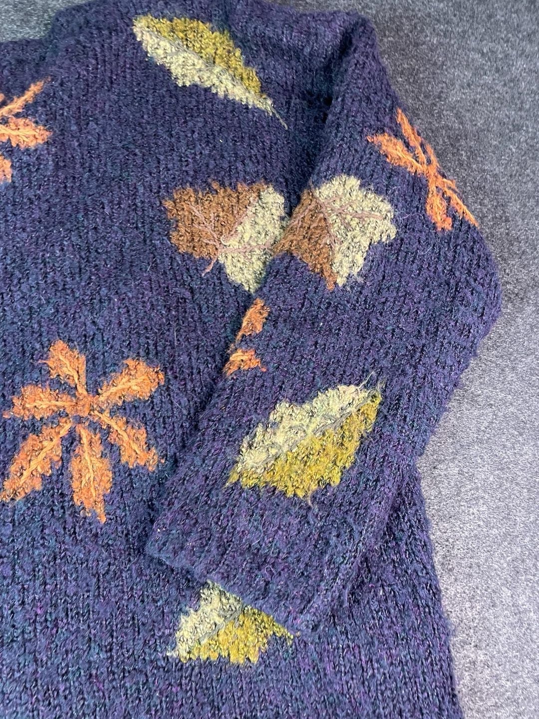 Mandal Bay Fall Leaf Cardigan Sweater Size XXL Purple 10