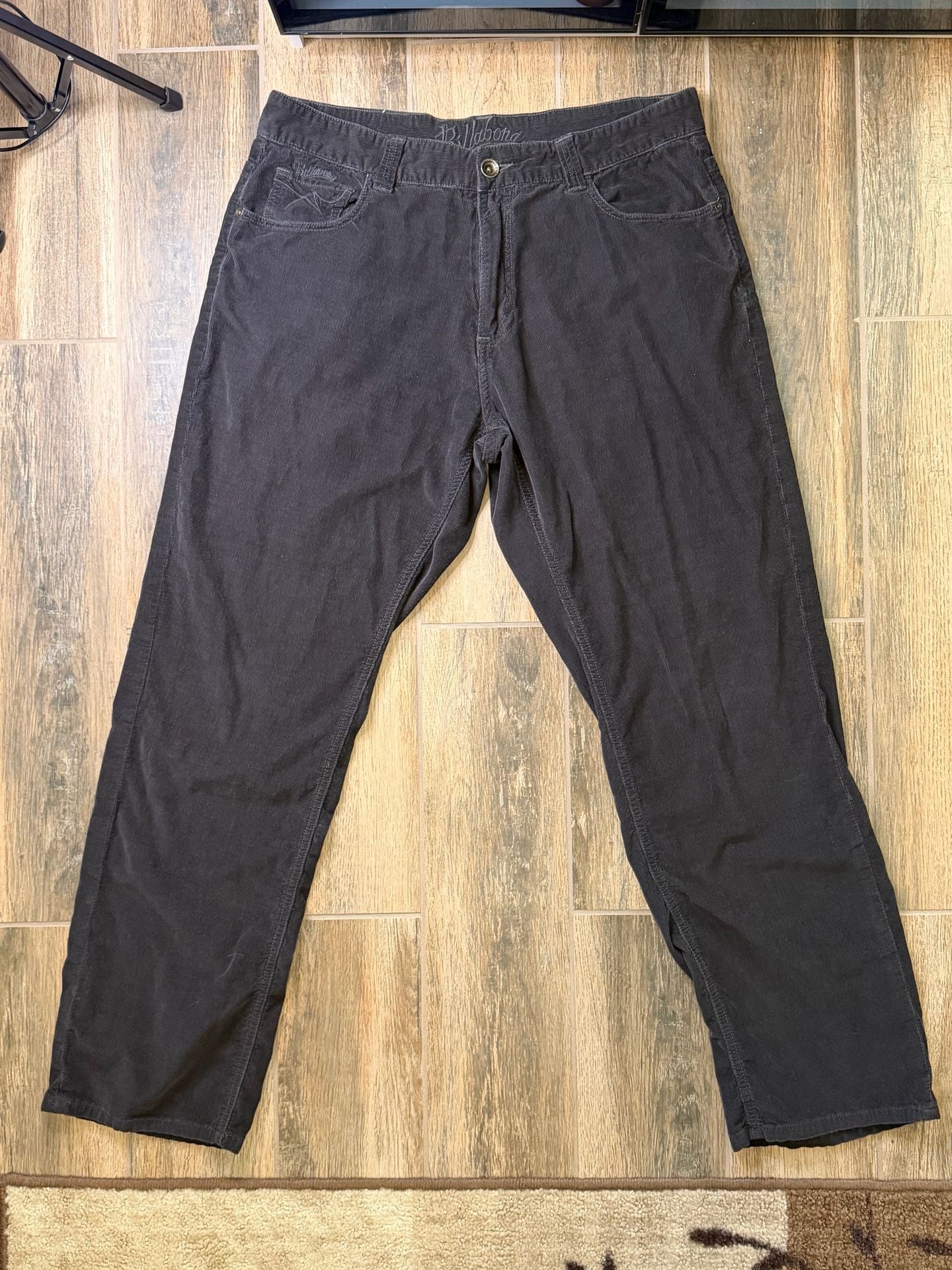 Y2K Billabong McFeely Corduroy Pants 38 Black Regular Fit Low Rise 3
