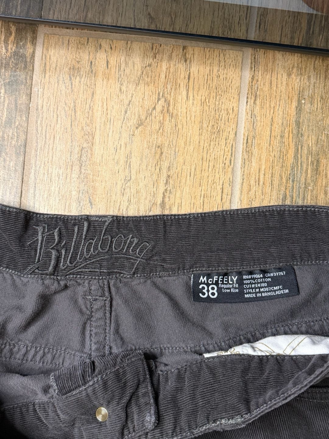 Y2K Billabong McFeely Corduroy Pants 38 Black Regular Fit Low Rise 5