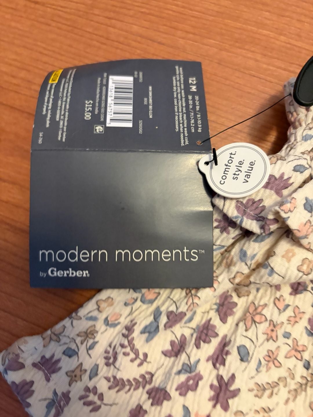 Modern Moments by Gerber Smocked Top And Shorts Set Size 12M Beige Floral 2