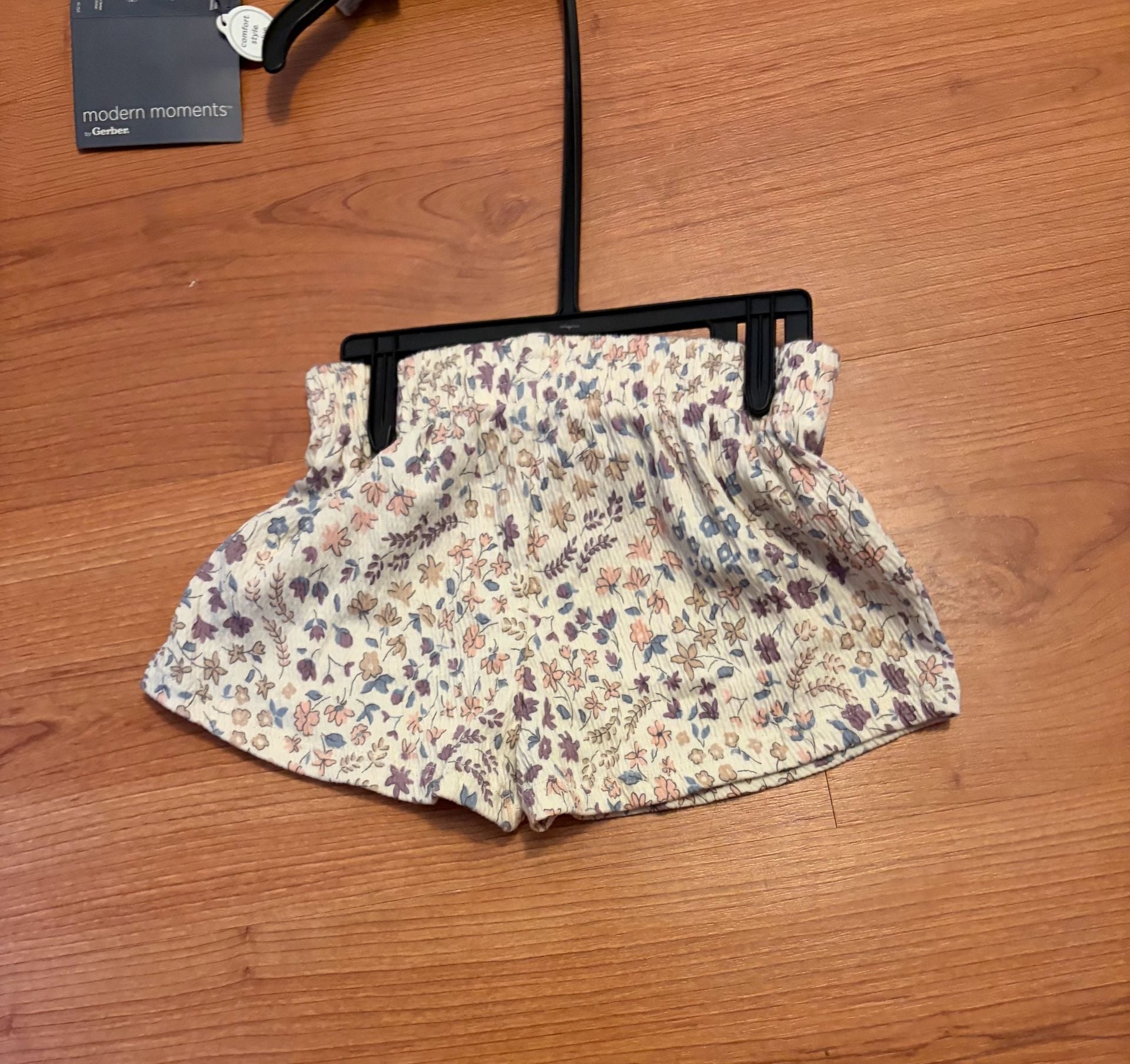 Modern Moments by Gerber Smocked Top And Shorts Set Size 12M Beige Floral 4
