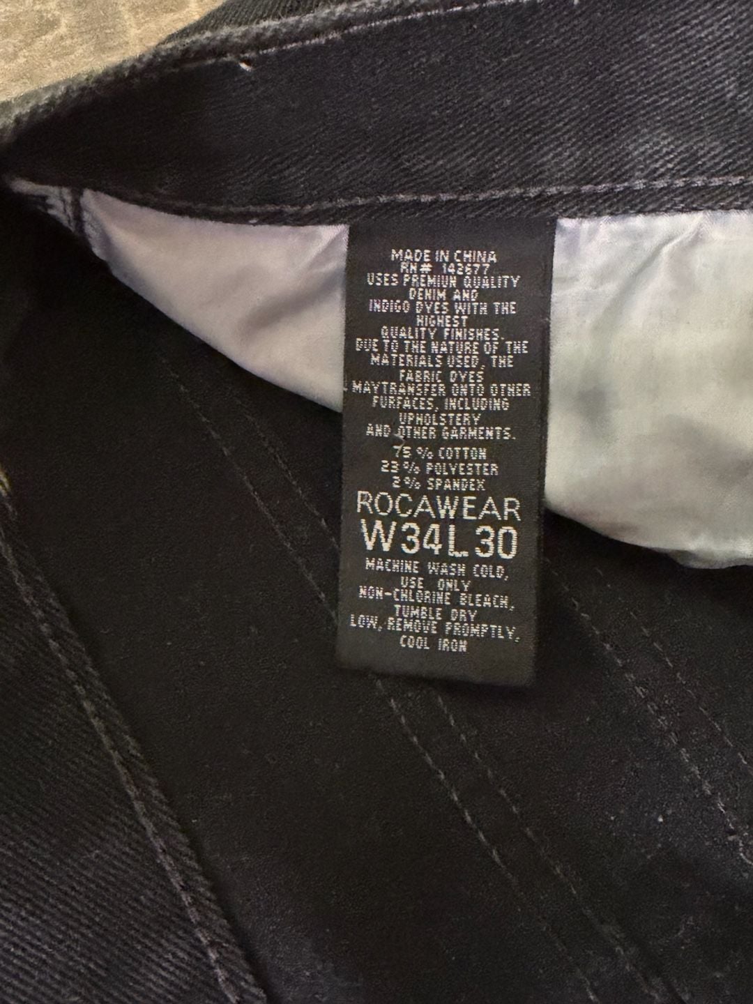 Rocawear Black Denim Jeans 34x30 Straight Leg Flap Pocket 5