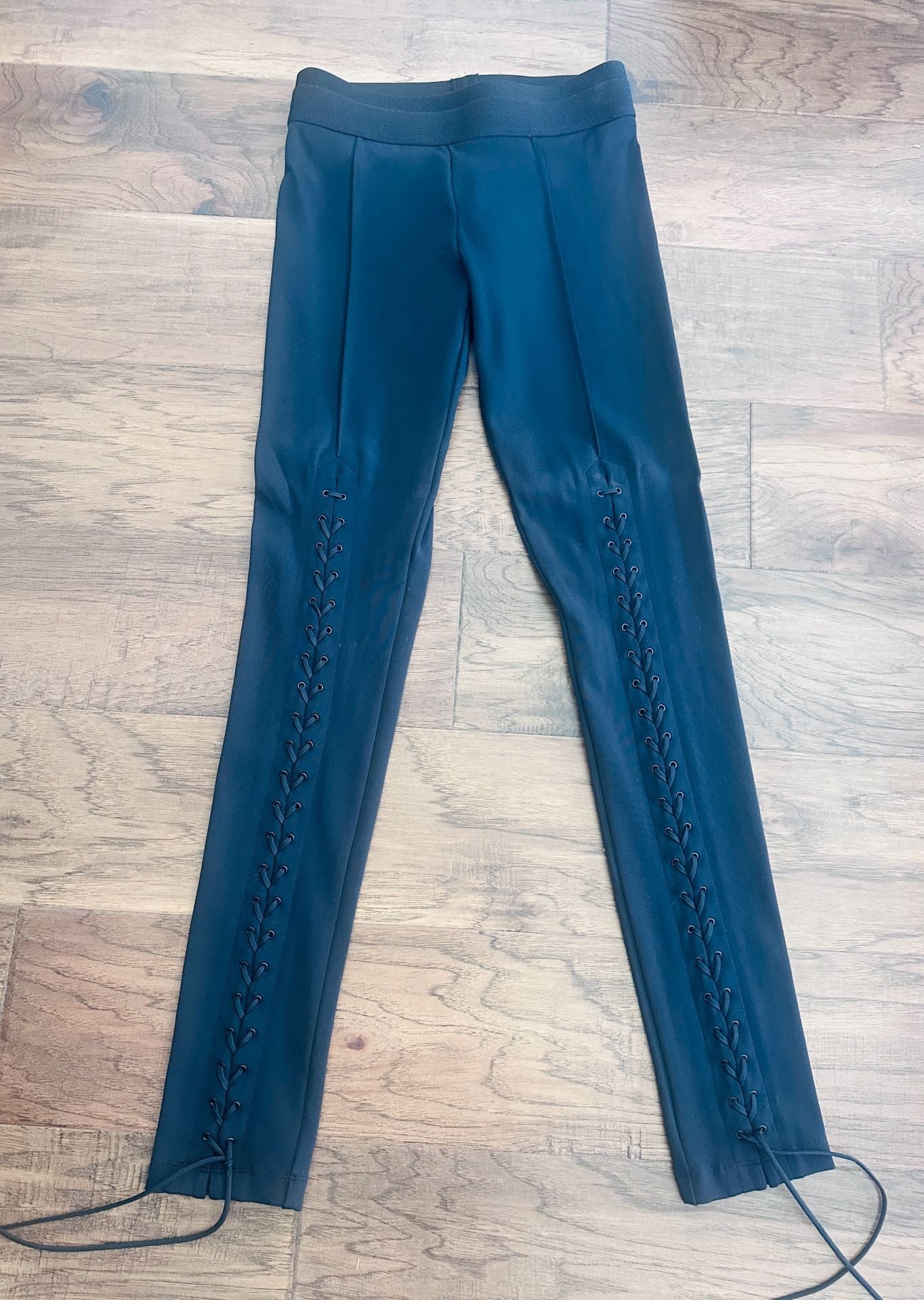 BCBGMaxAzria Elin Lace-Up Leggings Size M Black 3