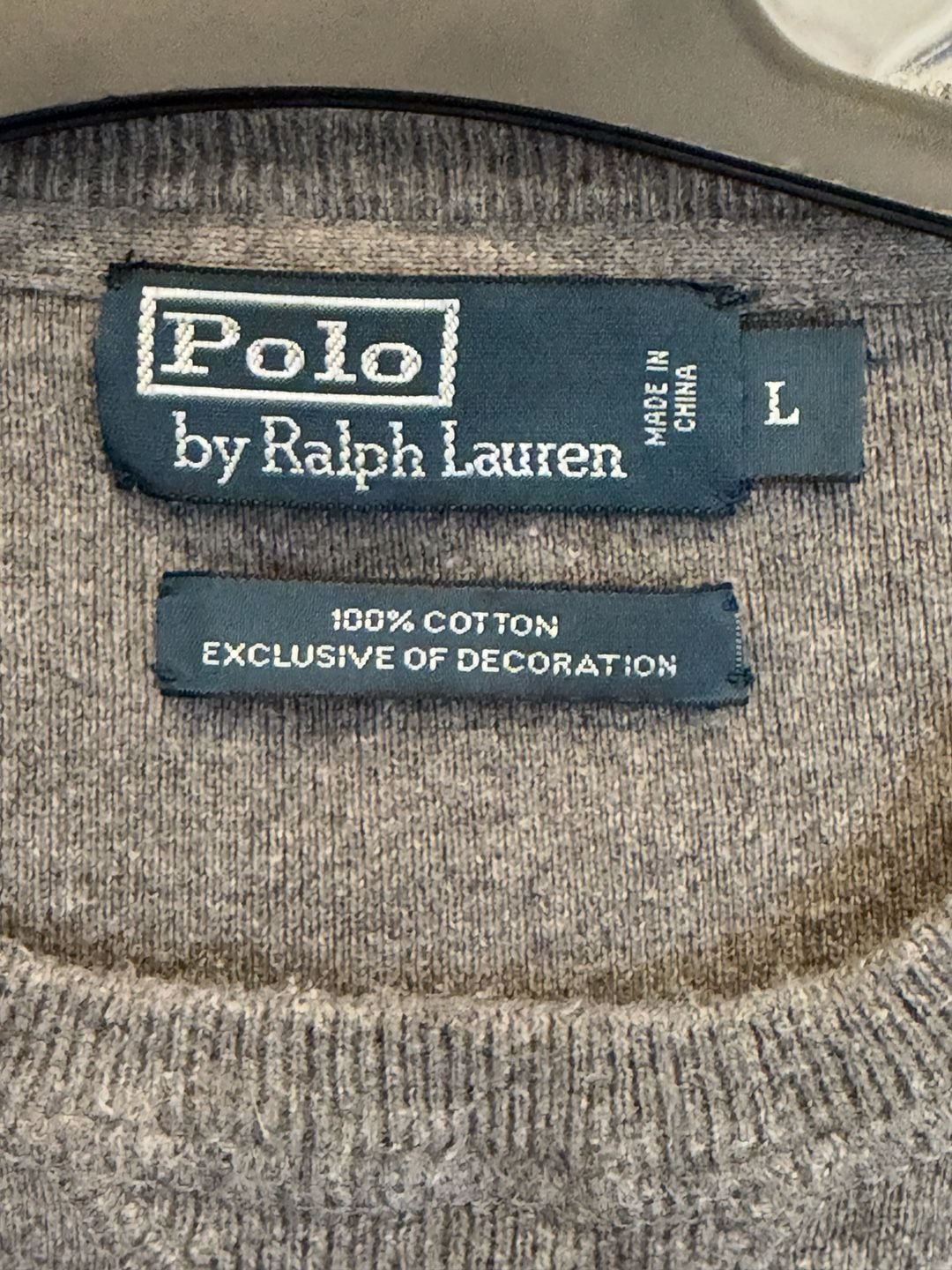 Polo By Ralph Lauren Sweater Size L Gray Cotton Crewneck Pullover 4