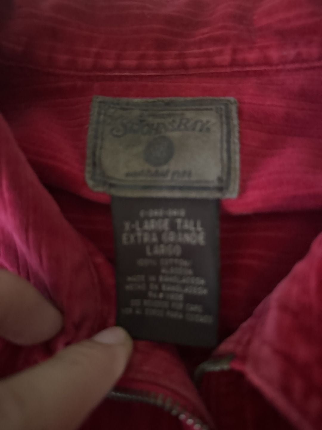 St. John's Bay Red Corduroy Zip Shirt Size XL Tall 2
