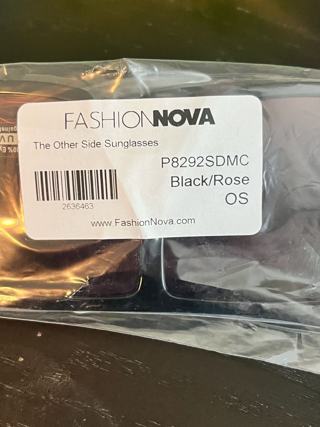 Fashion Nova The Other Side Sunglasses Black Rose OS New 5